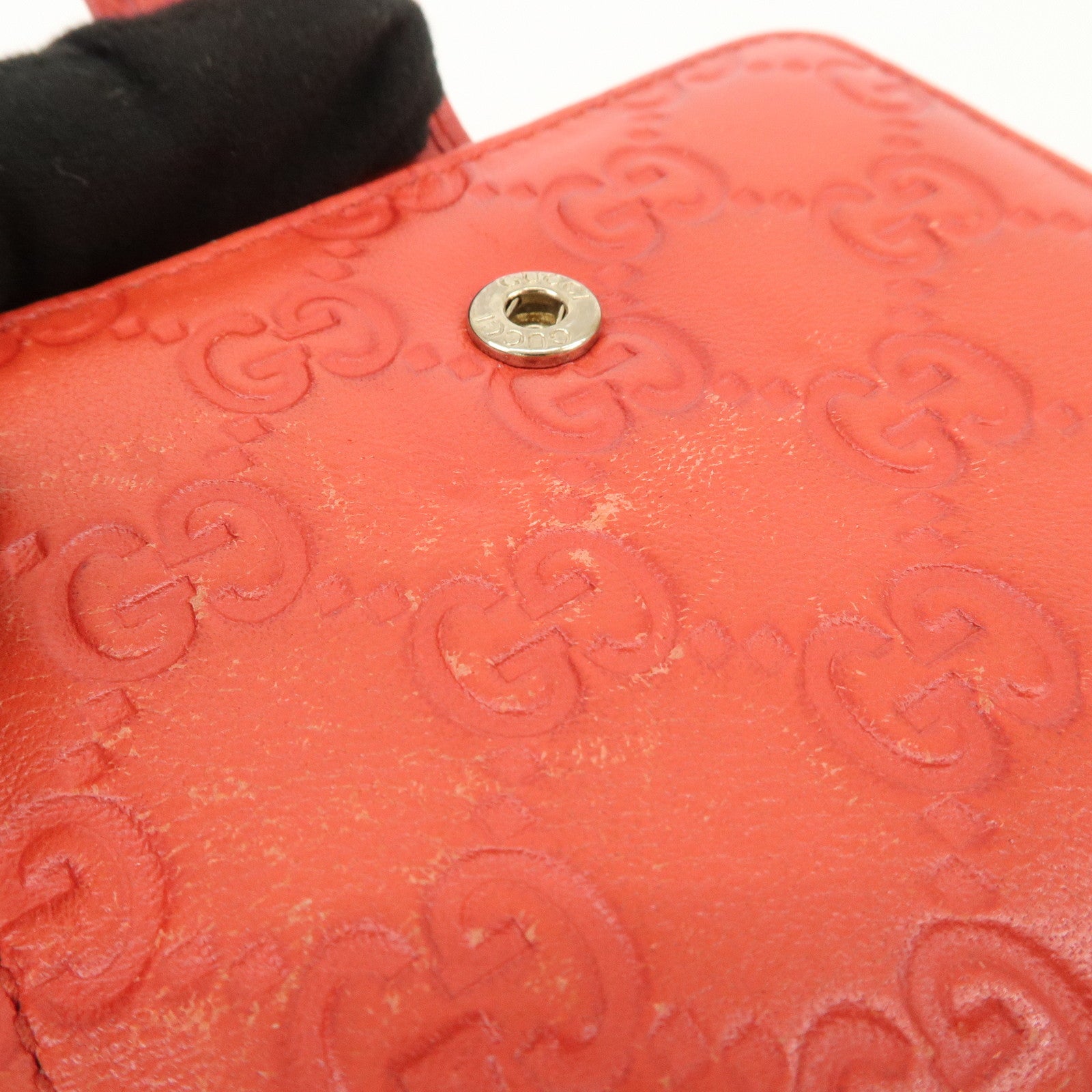 GUCCI Guccissima Leather Bi-fold Compact Wallet Red 346056