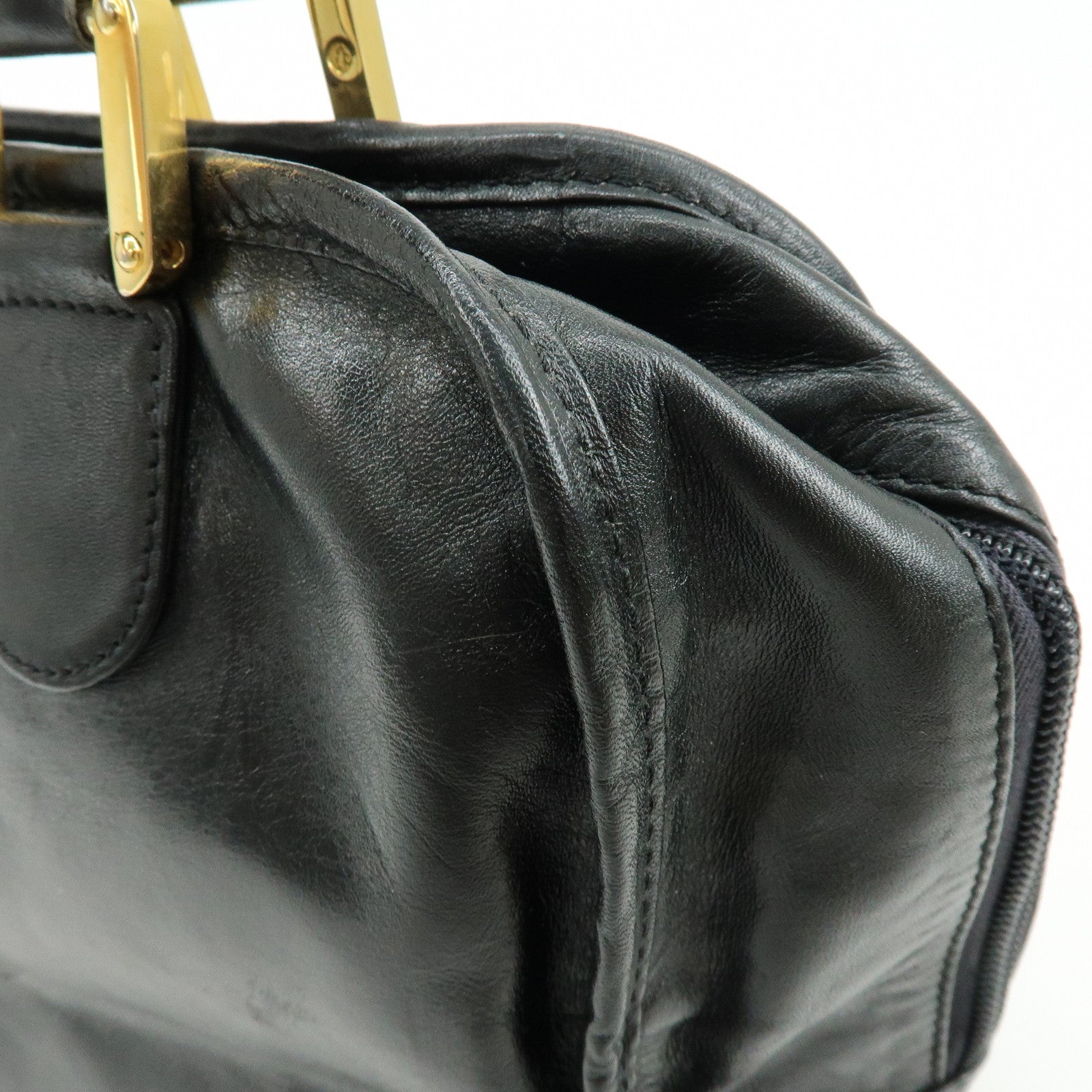 LOEWE Anagram Amazona36 Leather Hand Bag Boston Bag Black