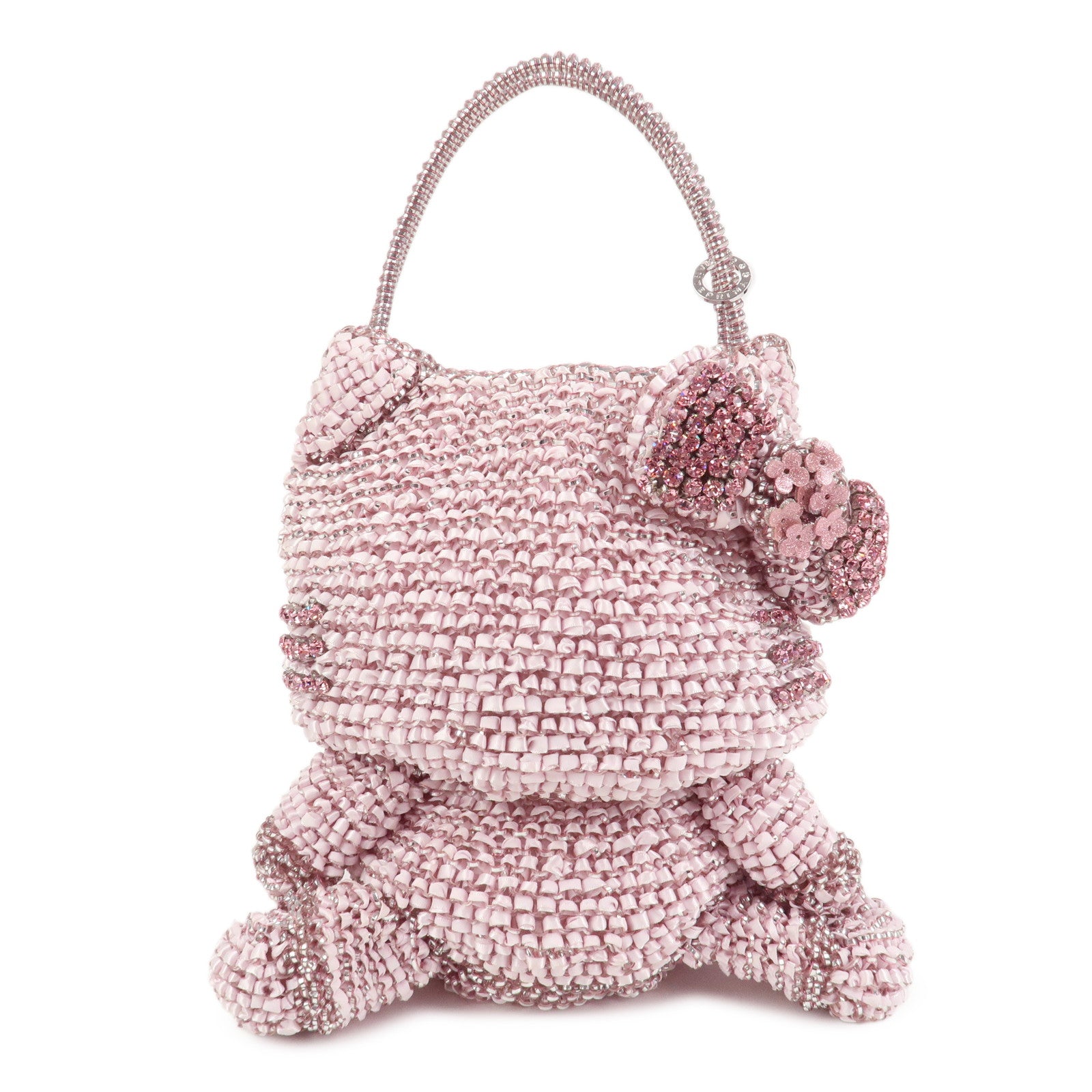 ANTEPRIMA Nylon PVC RASO HELLO KITTY Rhinestone Hand Bag Pink