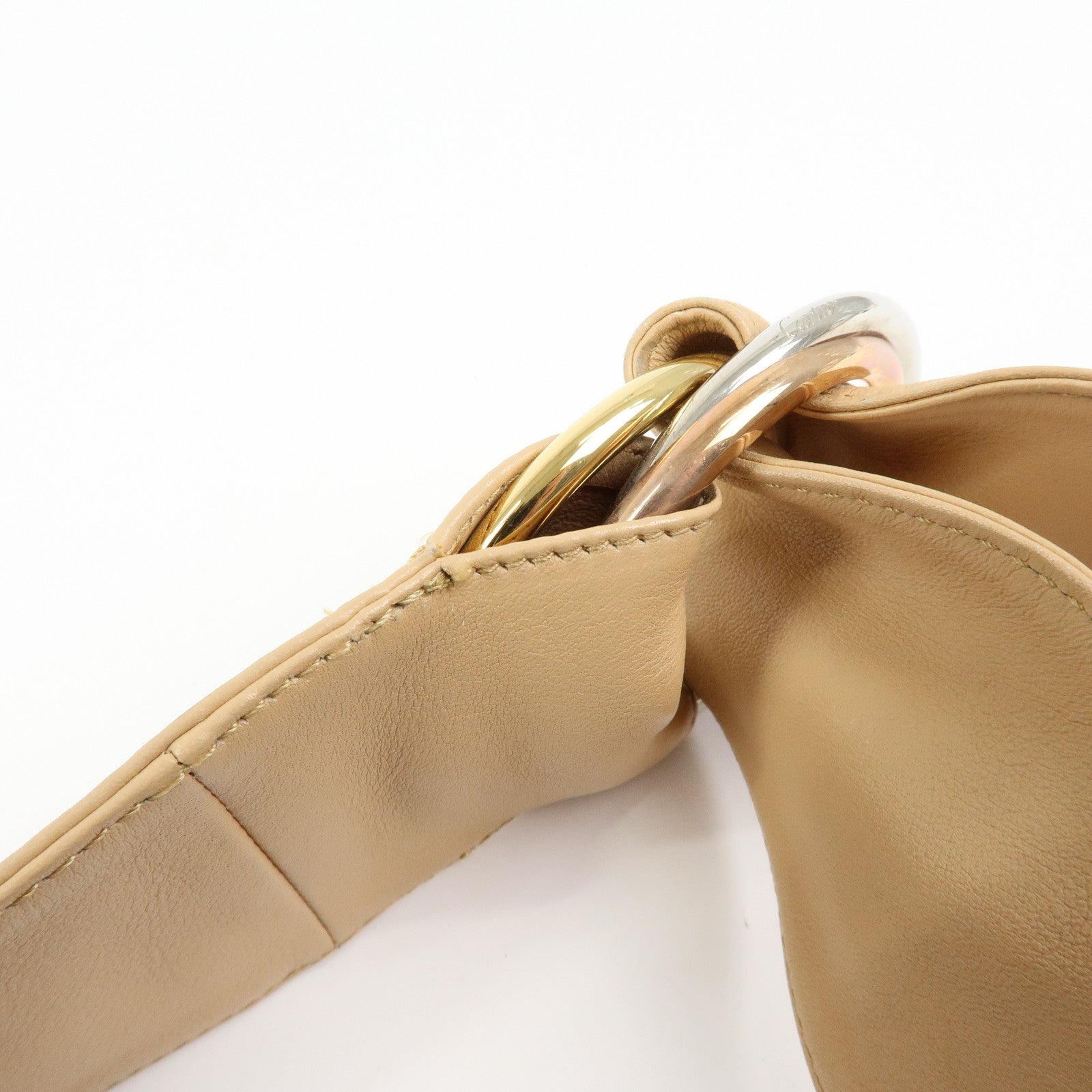 Cartier Trinity Leather Shoulder Bag Hand Bag Beige
