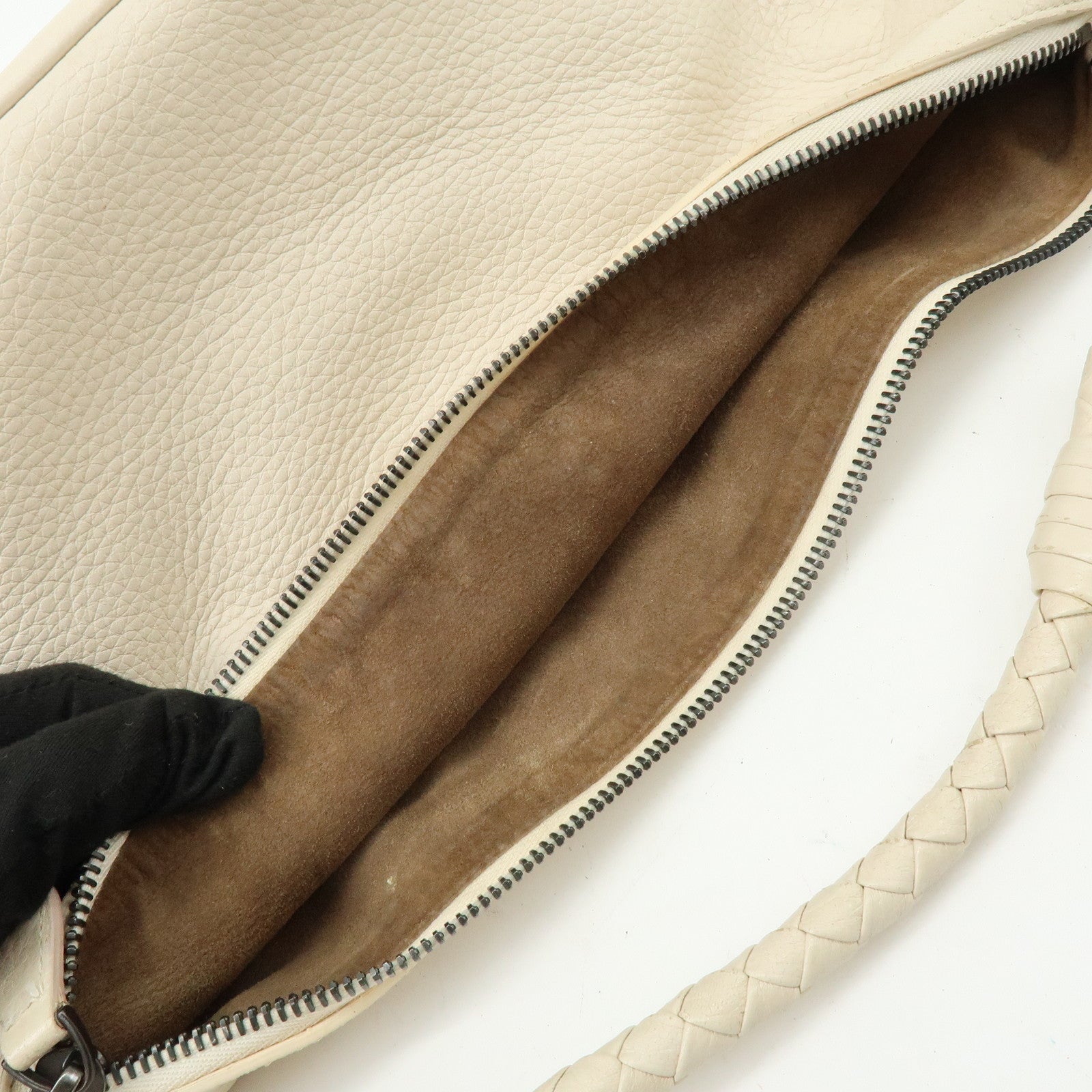 BOTTEGA VENETA Leather Shoulder Bag Hand Bag Ivory
