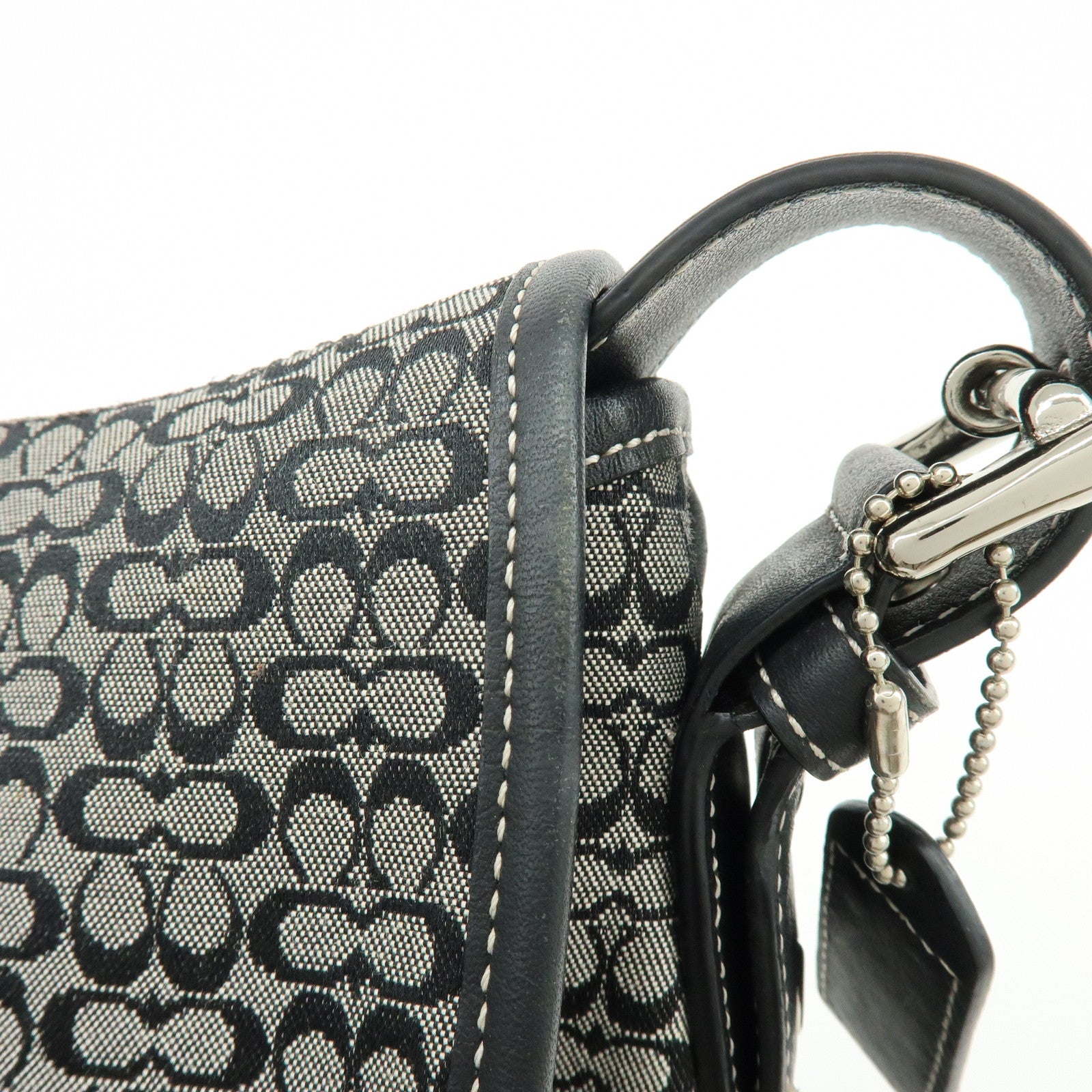 COACH Signature Canvas Leather Shoulder Bag Crossbody Bag Black