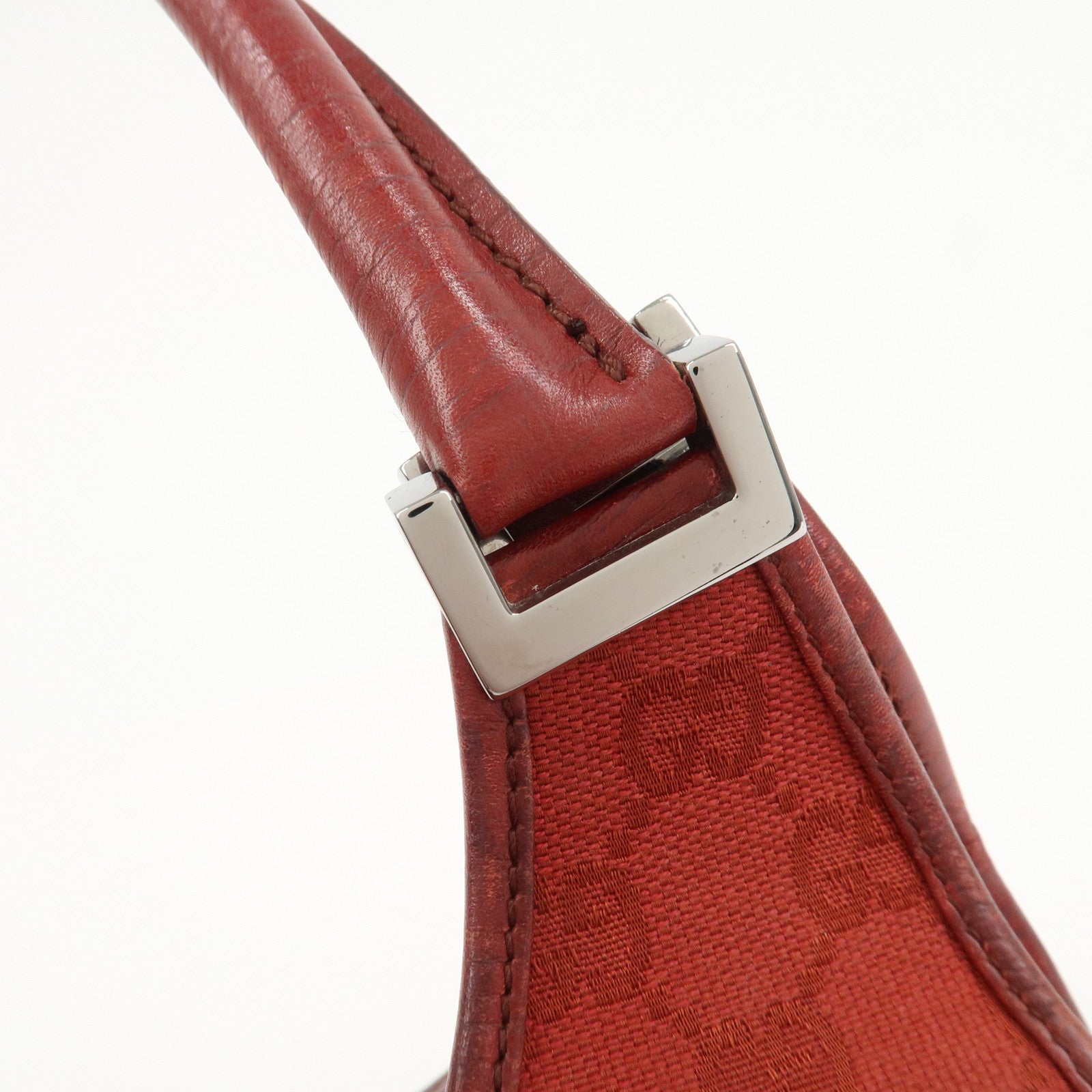 GUCCI Jackie GG Canvas Leather Shoulder Bag Hand Bag Red 01719