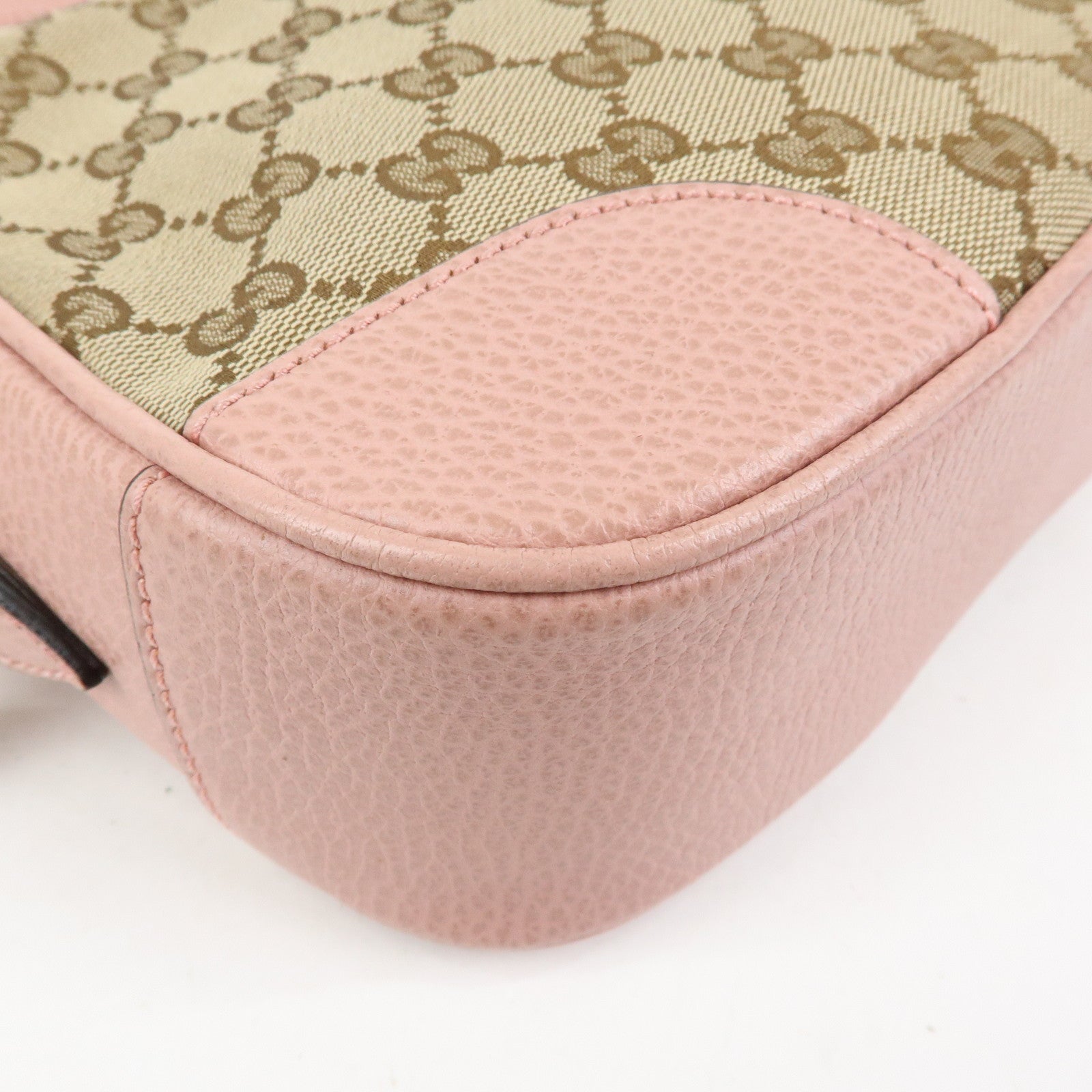 GUCCI GG Canvas Leather Shoulder Crossbody Bag Beige Pink 449413
