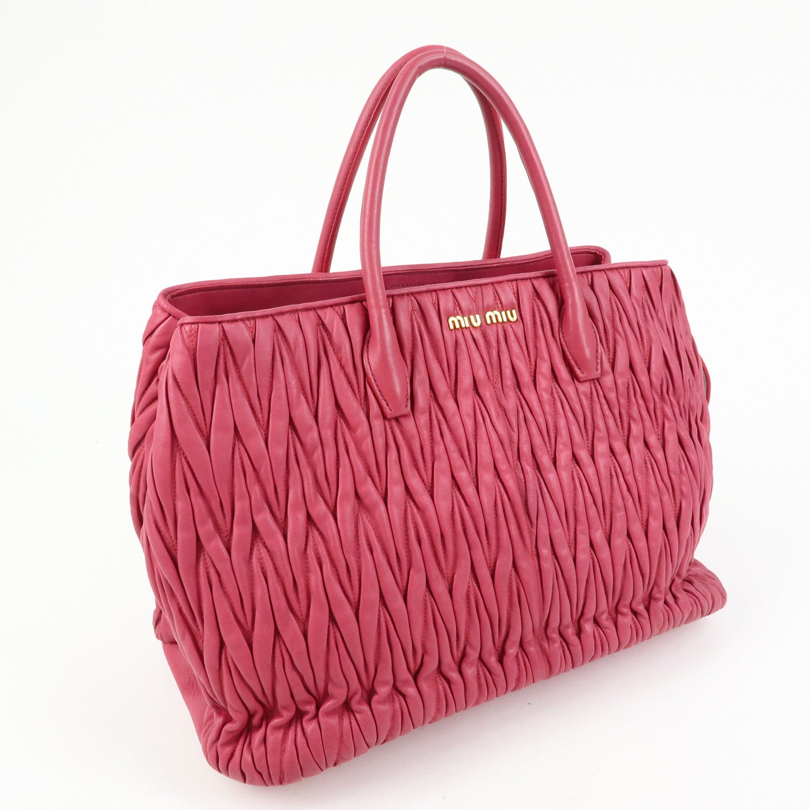MIU MIU Matelasse Leather Tote Bag Shoulder Bag Hand Bag Pink