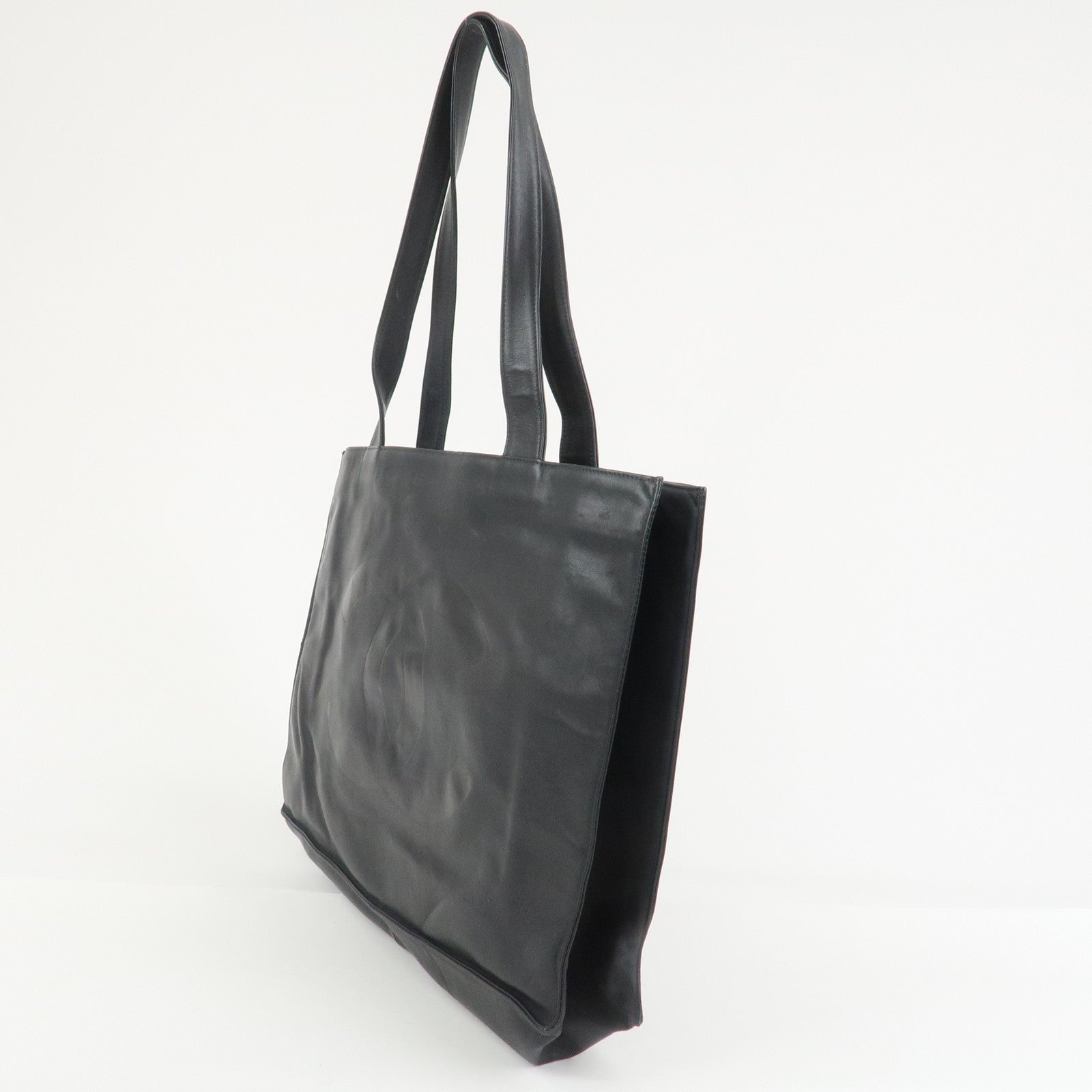 CHANEL COCO Mark Calf Leather Tote Bag Shoulder Bag Black