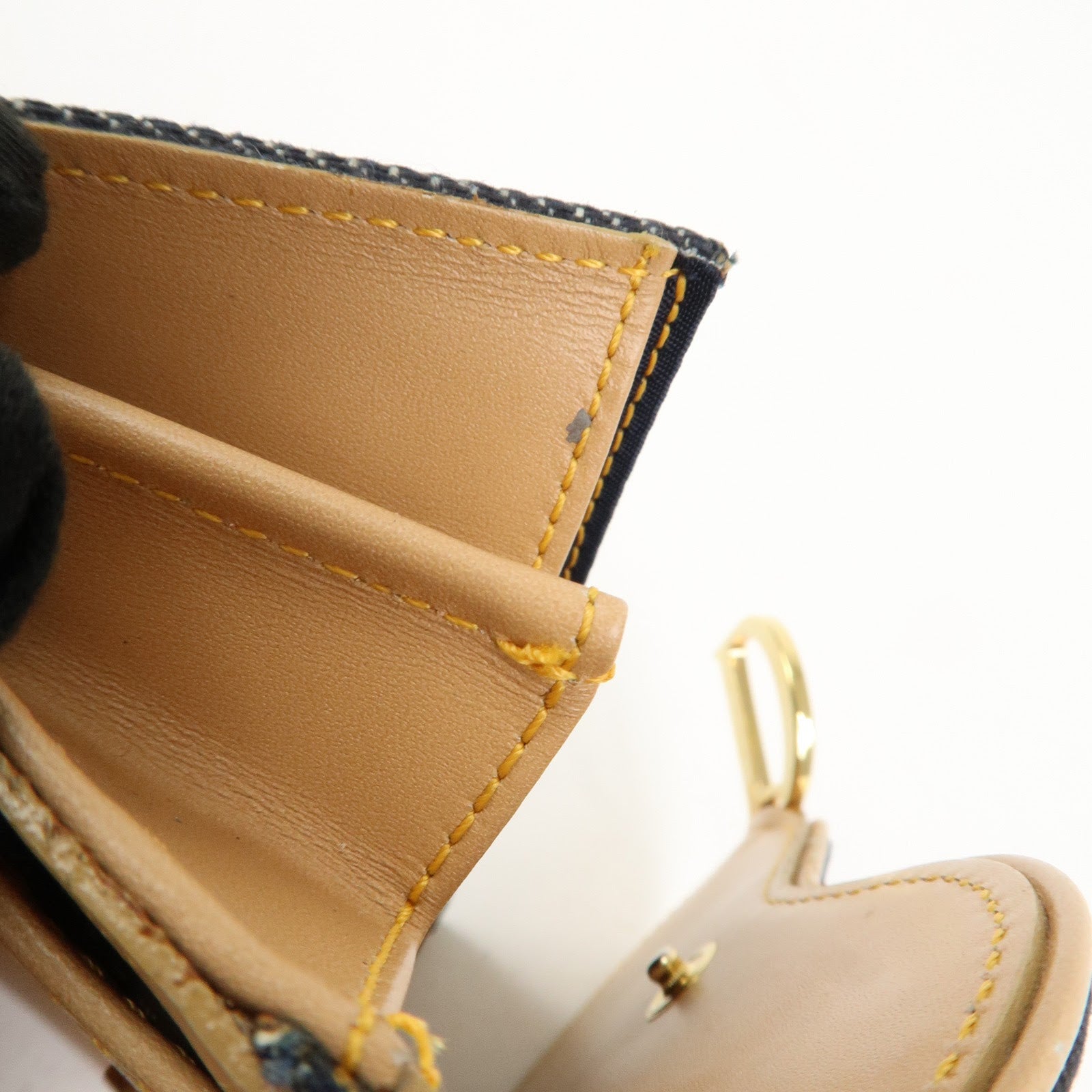 Christian Dior Saddle Denim Leather Compact Wallet Indigo Blue