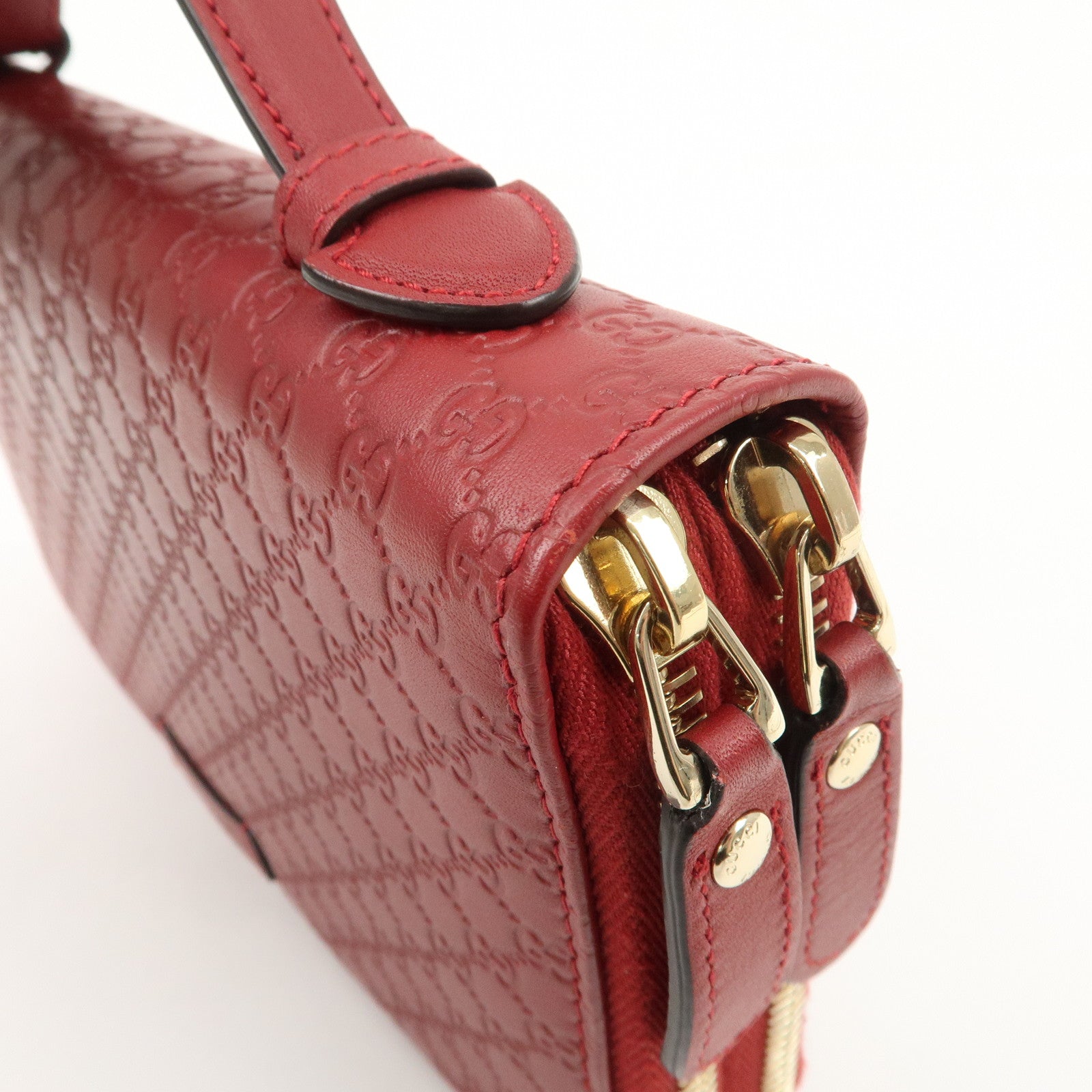 GUCCI Micro Guccissima Leather Travel Case Clutch Bag Red 544250 Used