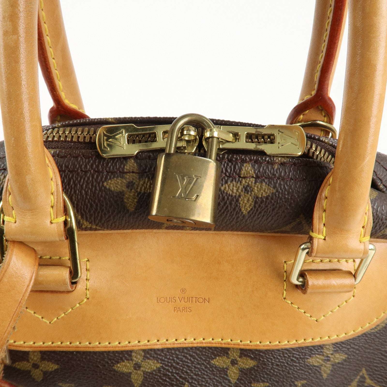 Louis Vuitton Monogram Deauville Hand Bag Brown M47270 Used