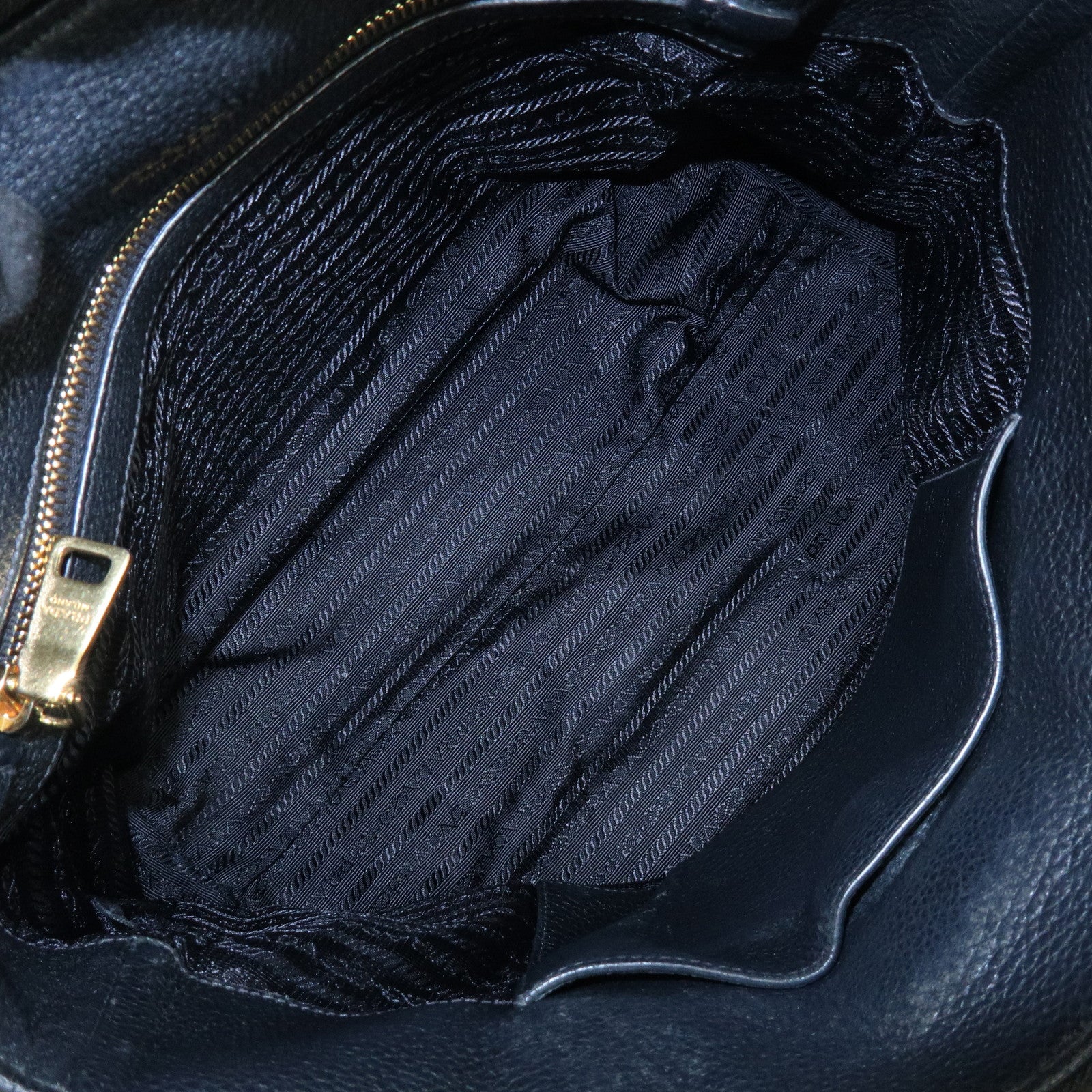 PRADA Leather 2Way Bag Hand Bag Shoulder Bag Black