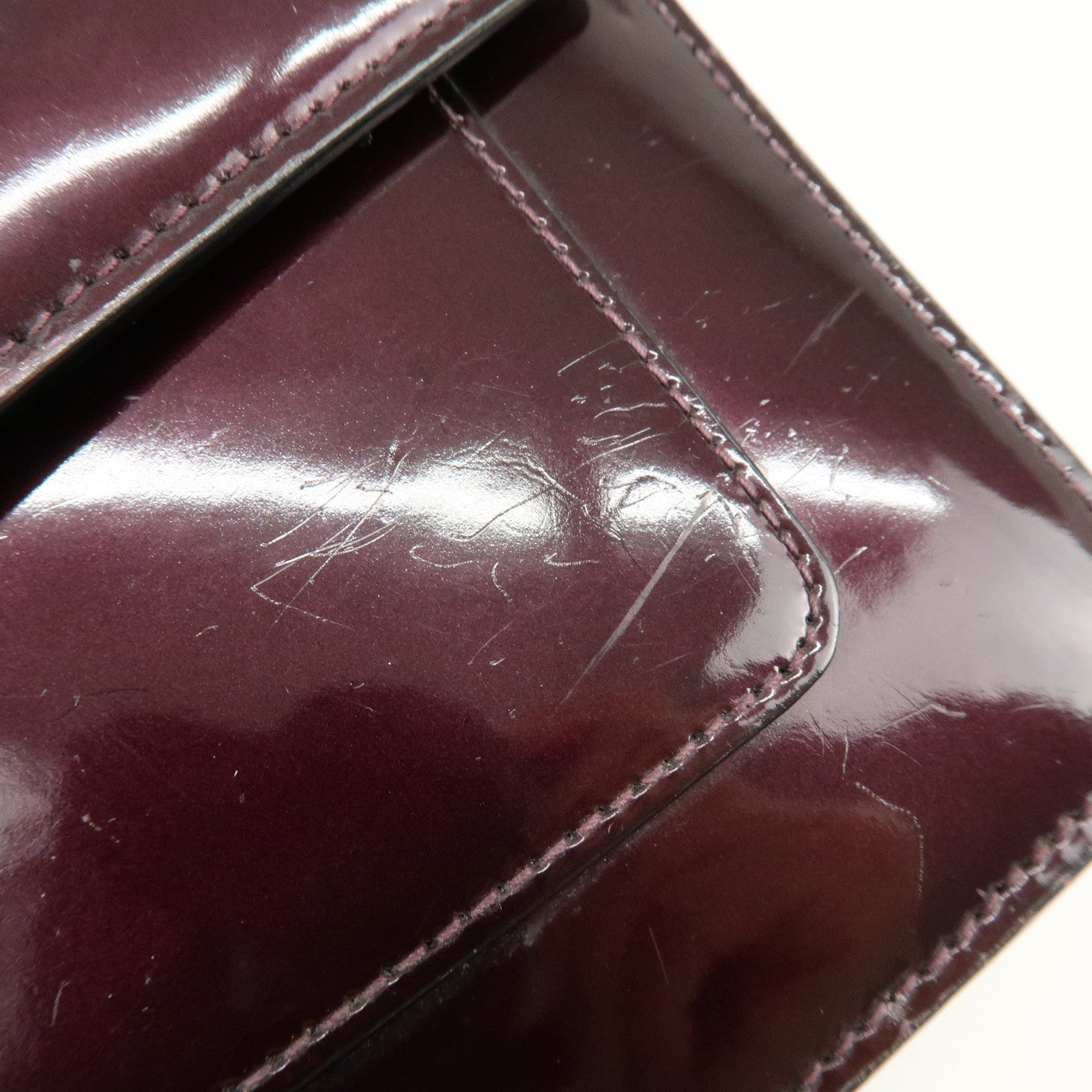 BVLGARI Serpenti Forever Patent Leather Chain Wallet Purple