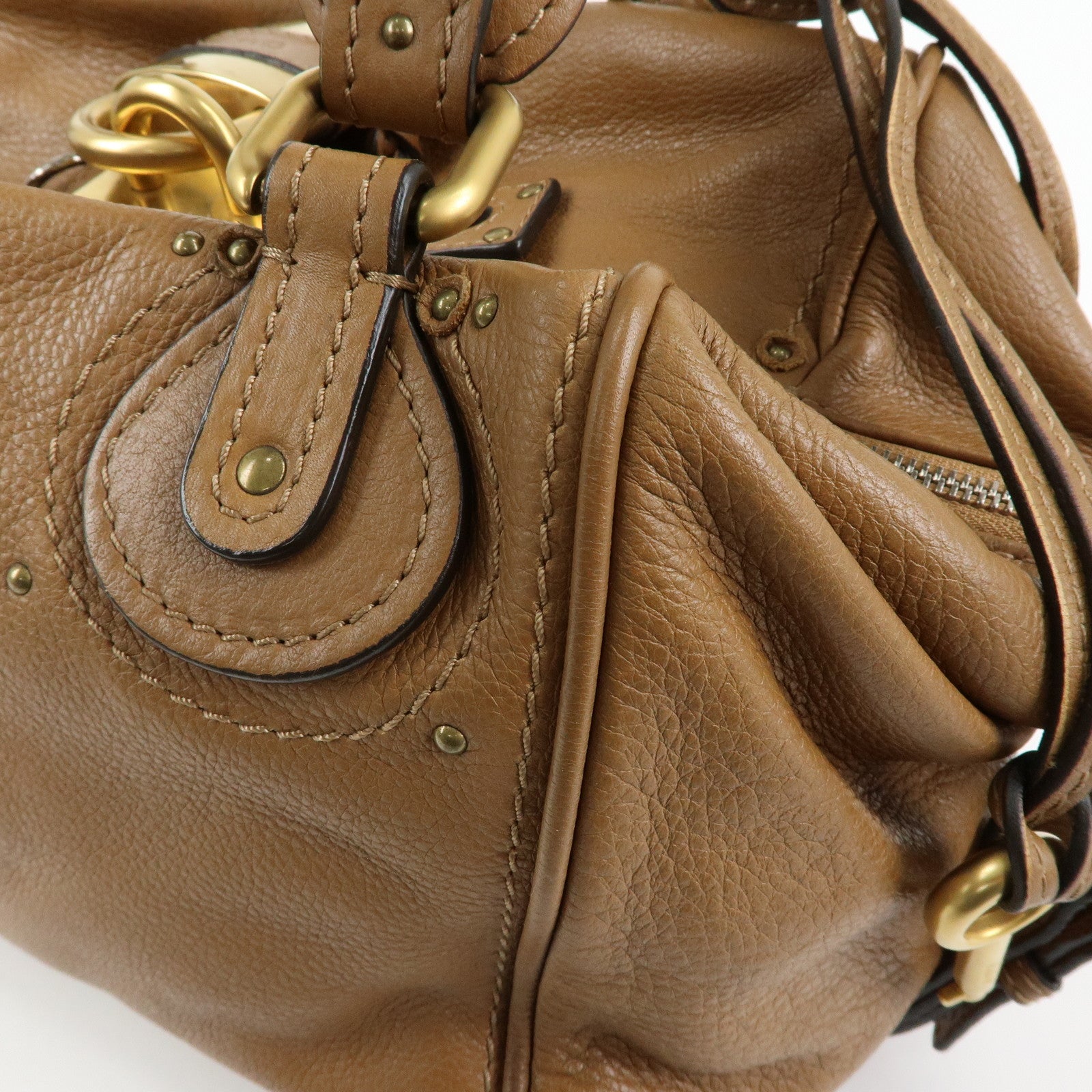 Chloe Paddington Leather Shoulder Bag Boston Bag Brown