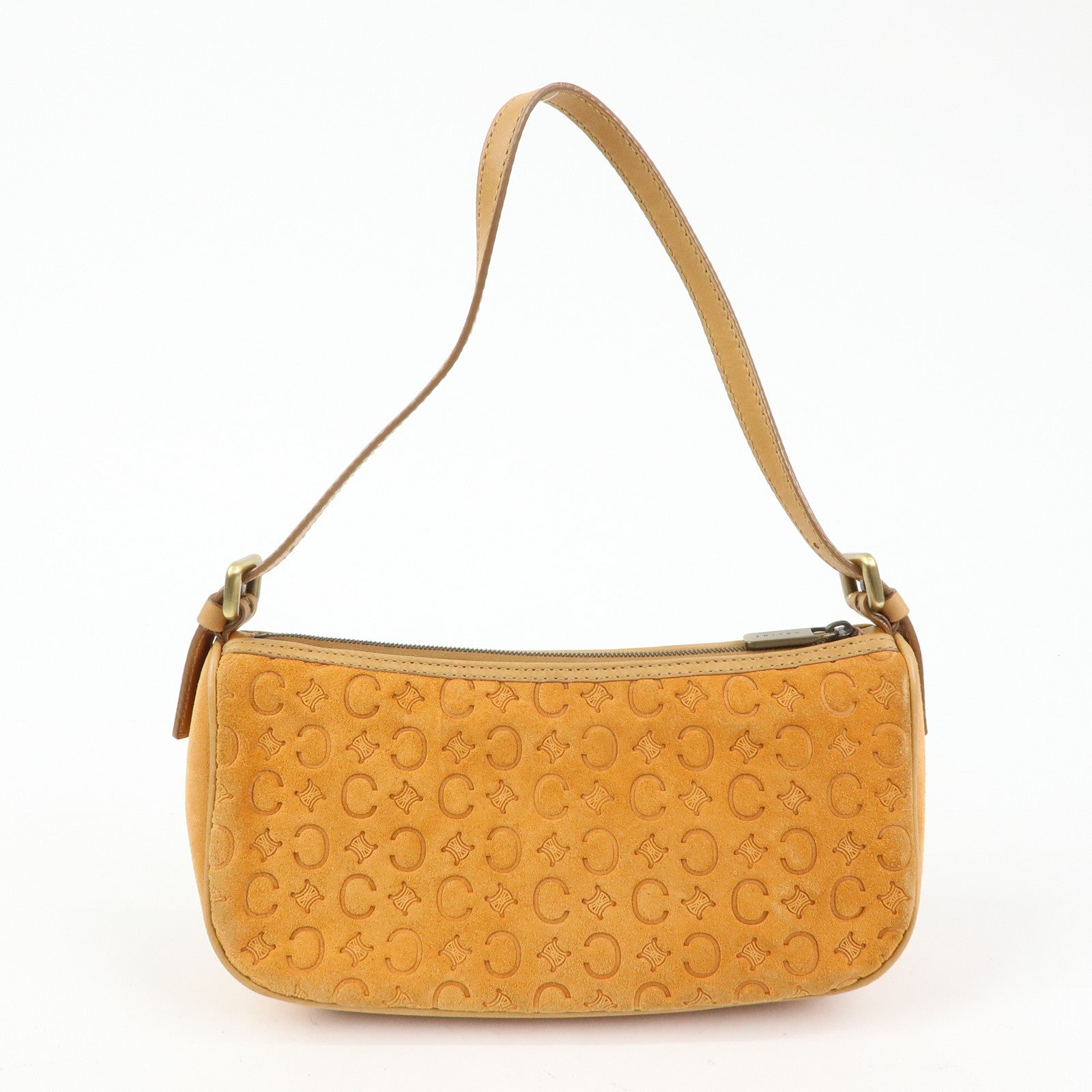 CELINE C Macadam Suede Leather Shoulder Bag Hand Bag Brown