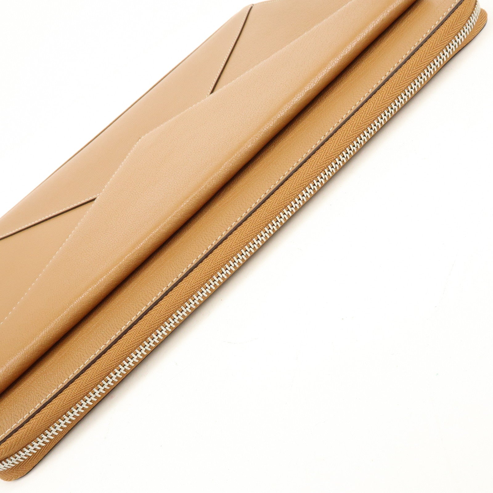 Cartier Leather Envelope Clutch Bag Pouch Brown