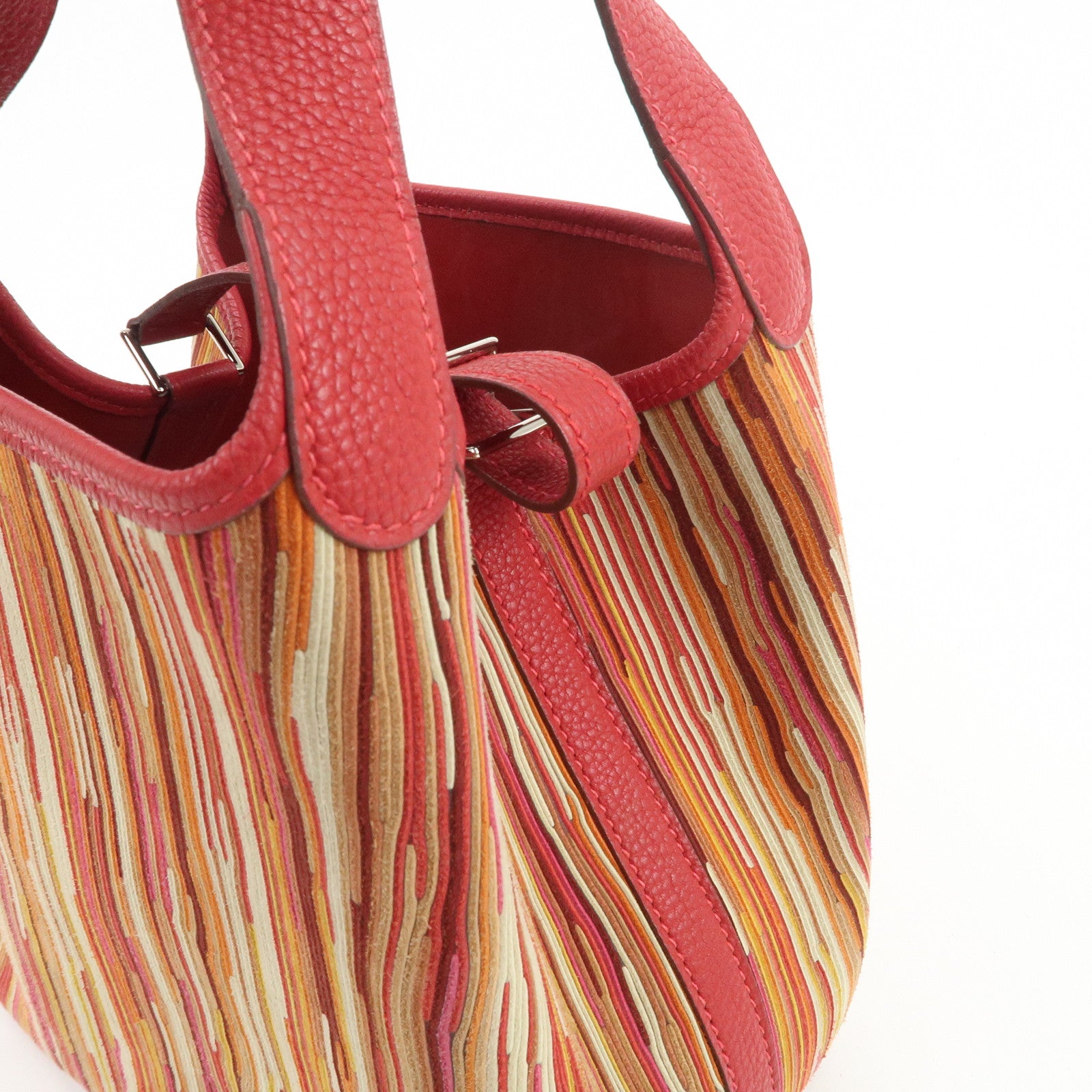 HERMES Deauville Vibrato Picotin Lock PM O Stamped Hand Bag Red