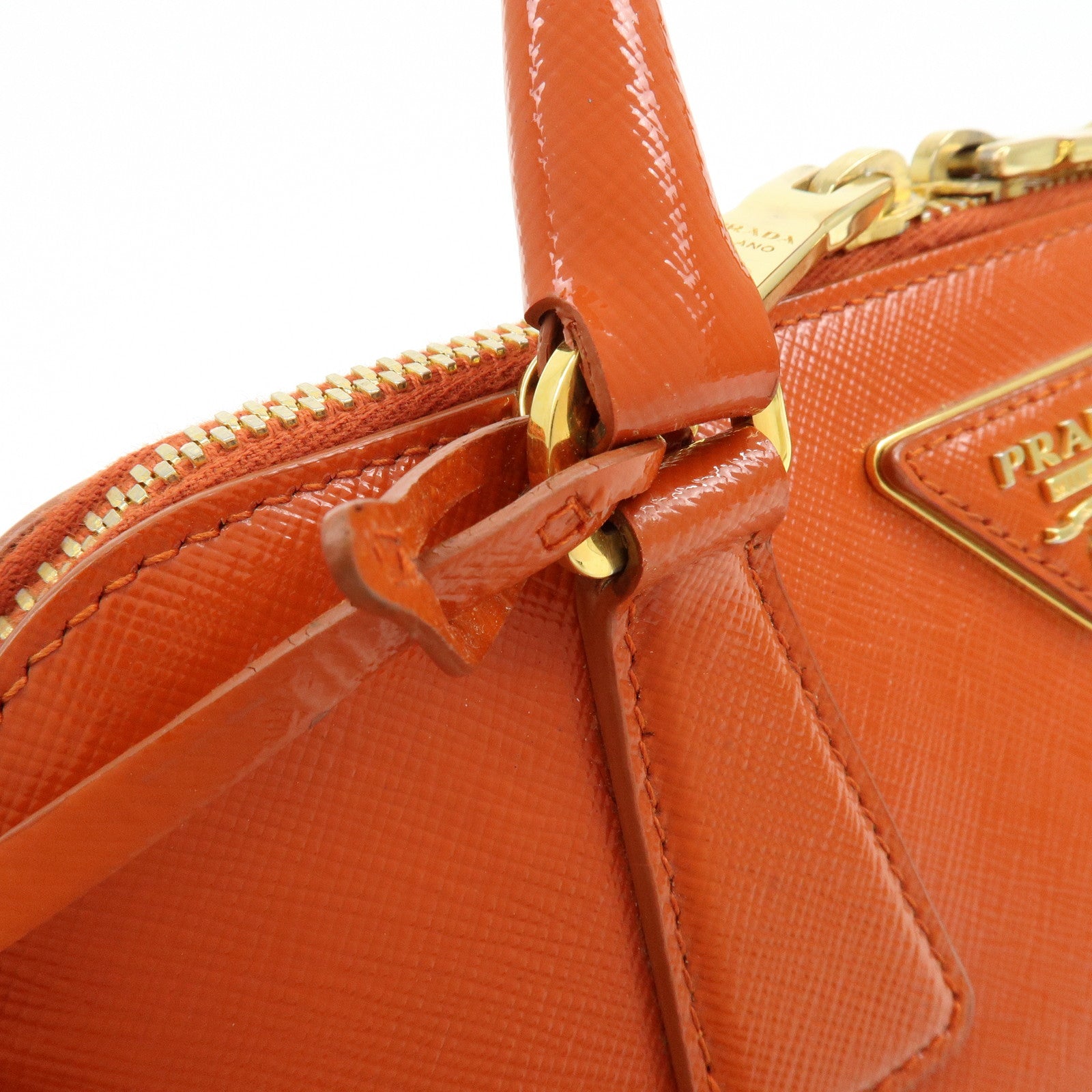 PRADA Triangle Logo Patent Leather 2Way Hand Shoulder Bag BL0838