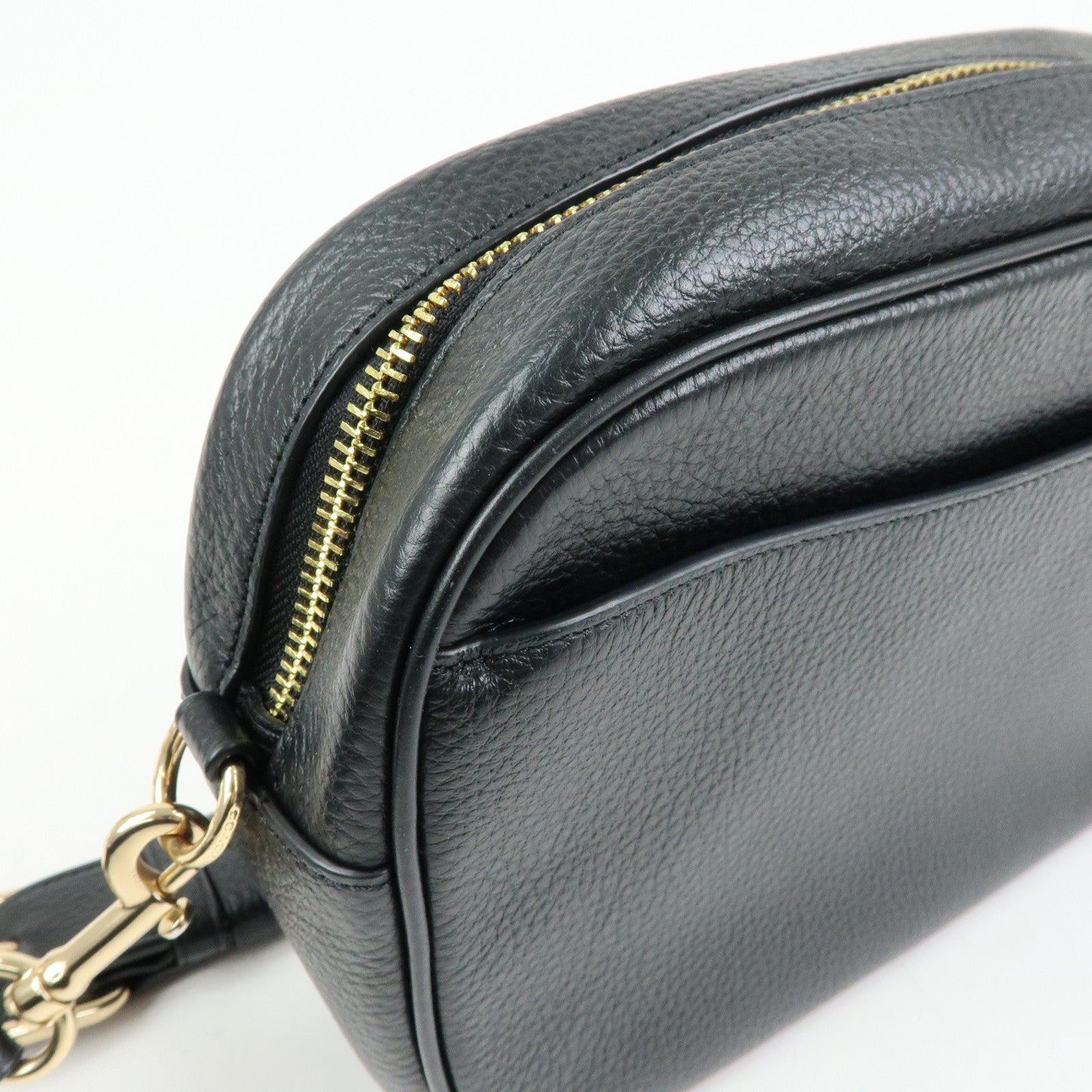 COACH Logo Leather Shoulder Crossbody Bag Black