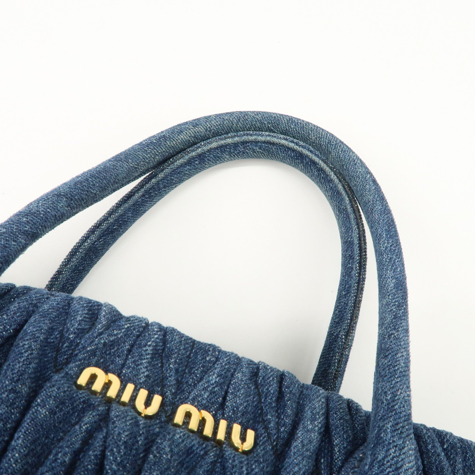 MIU MIU Matelasse Leather 2Way Shoulder Hand Bag Blue RN1069 Used