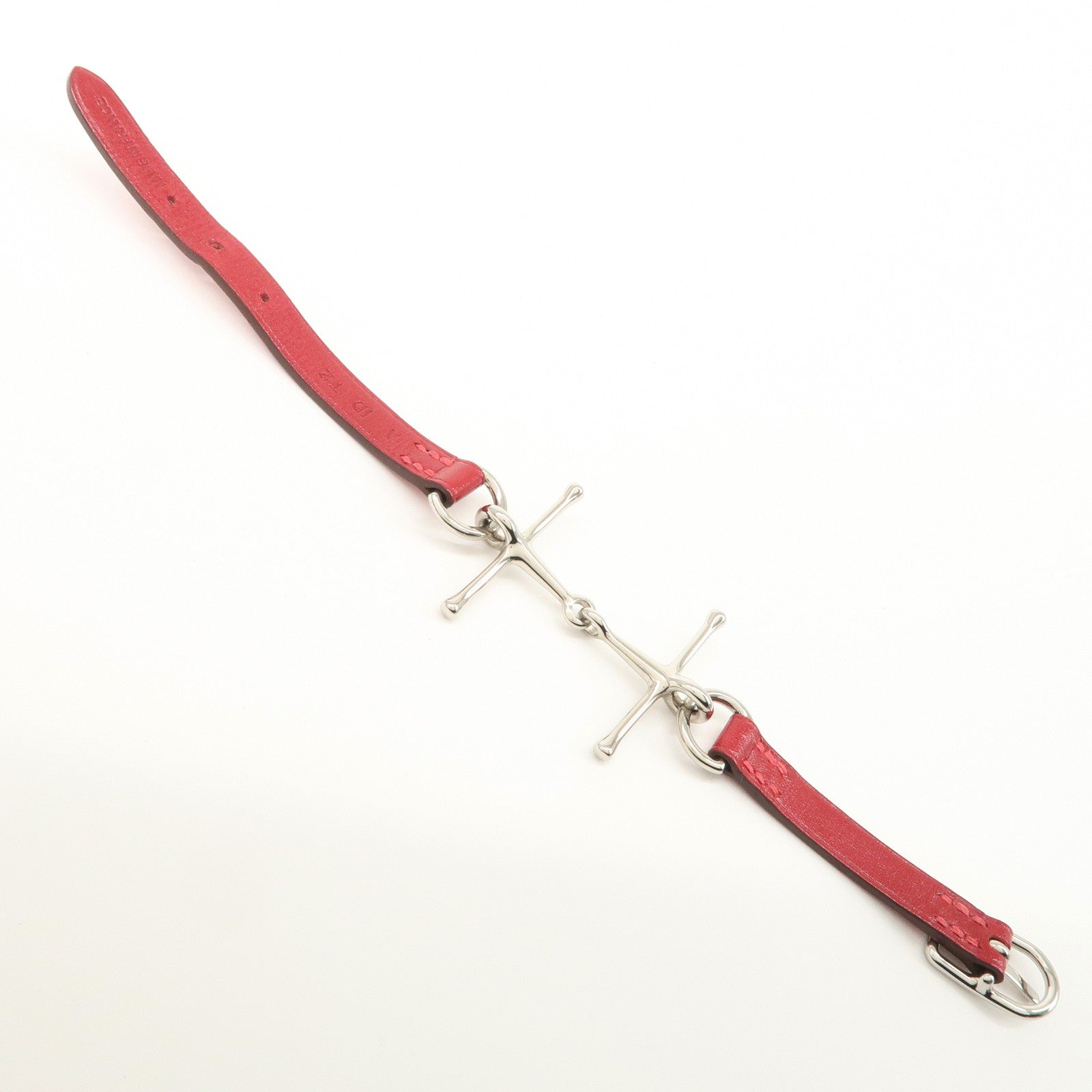 HERMERS MORS Leather Bracelet Red Silver Hardware