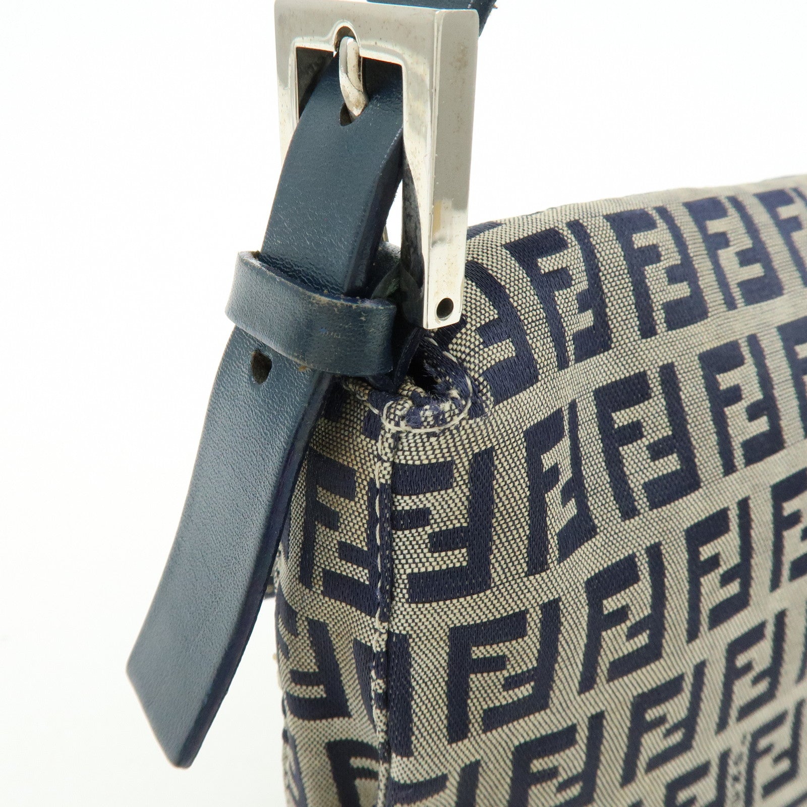FENDI Mamma Baguette Zucchino Canvas Leather Shoulder Bag 26424
