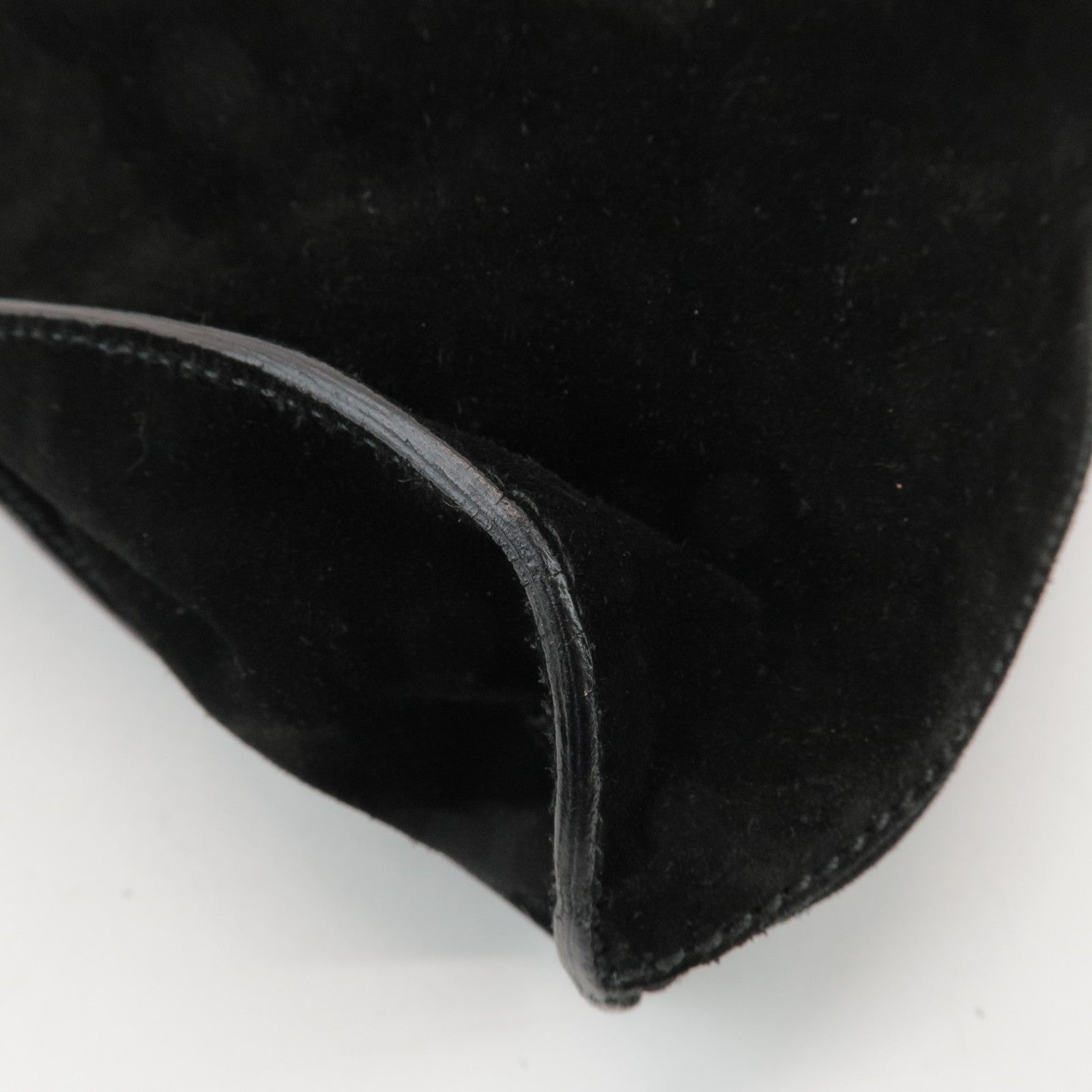 GUCCI Suede Leather Hand Bag Shoulder Bag Black 0014335