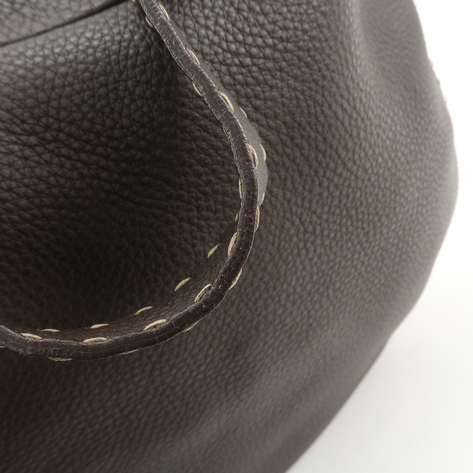 FENDI Selleria Leather Shoulder Bag Hand Bag Brown