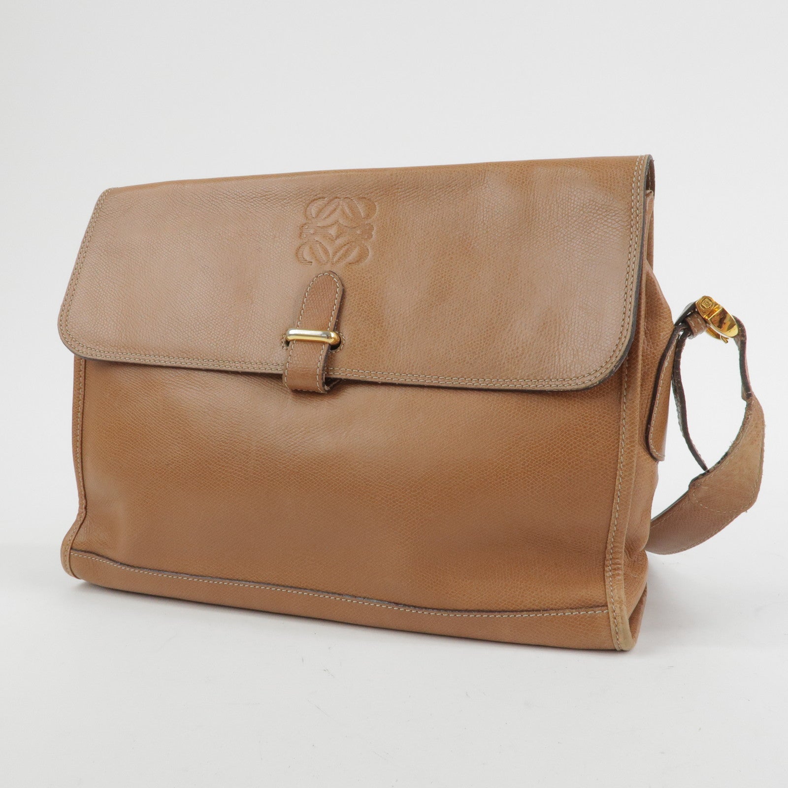 LOEWE Anagram Leather Shoulder Bag Crossbody Bag Brown
