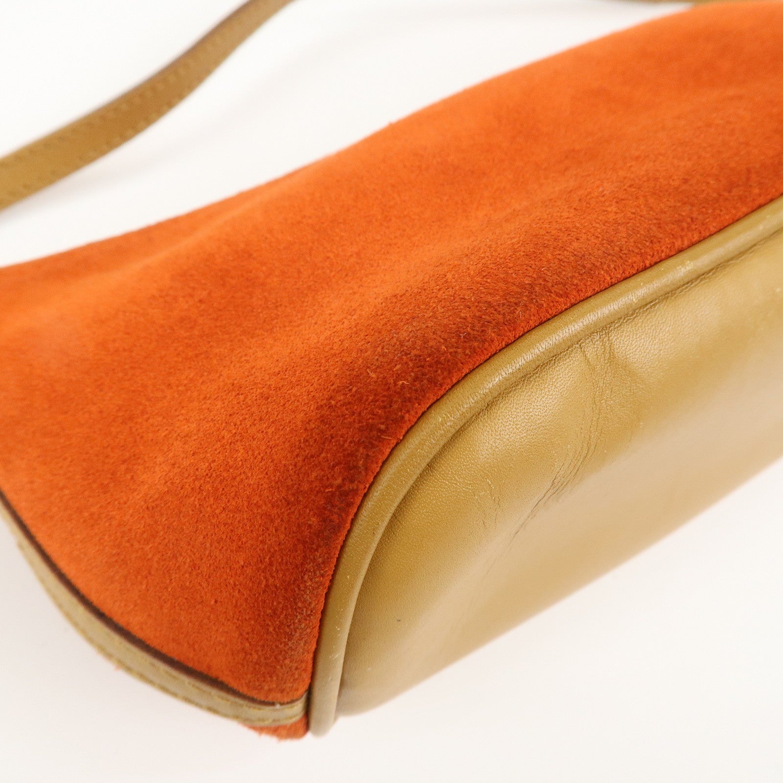 GUCCI Suede Leather Accessory Pouch Hand Bag Orange 039.1103