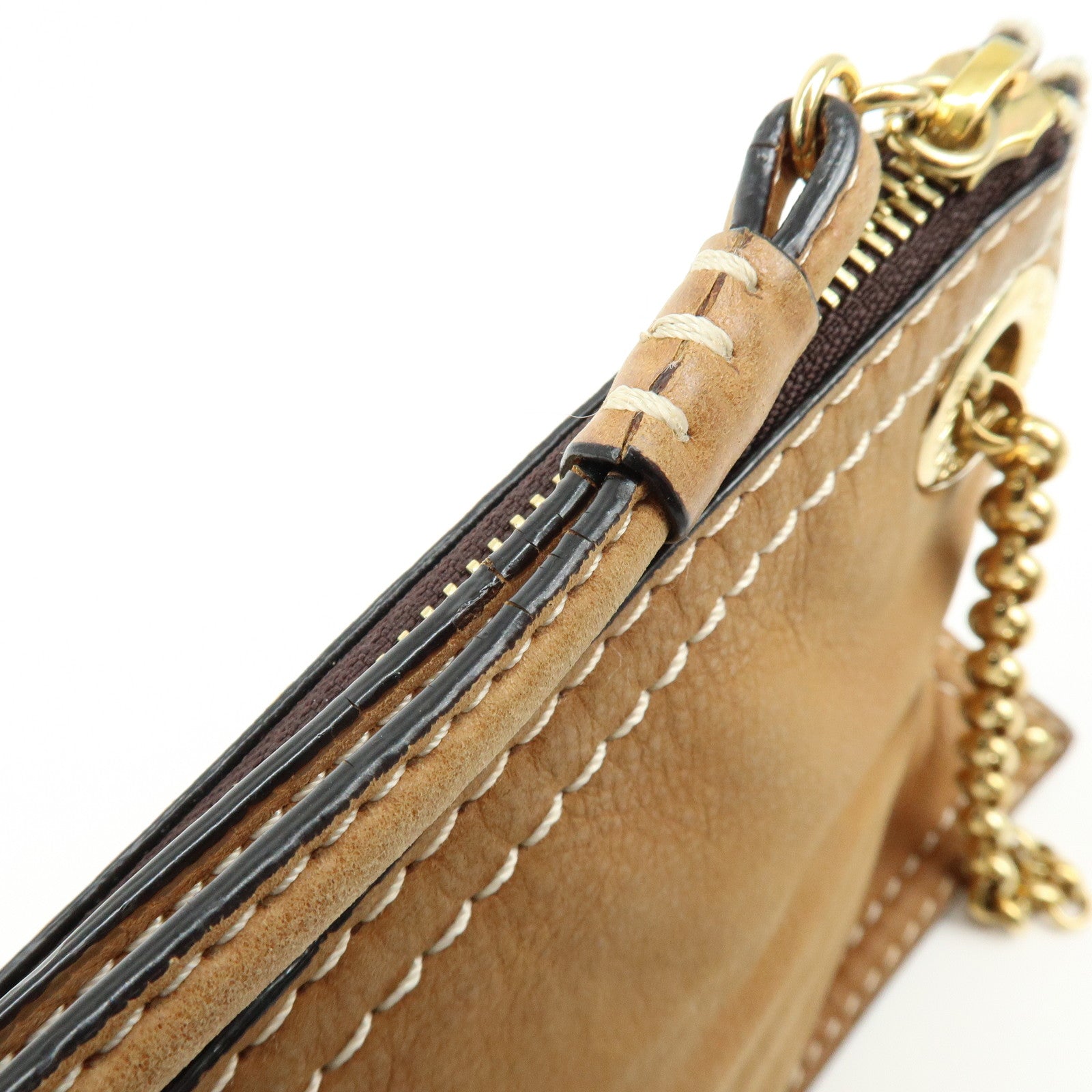 LOEWE Logo Leather Chain Shoulder Bag Crossbody Bag Brown