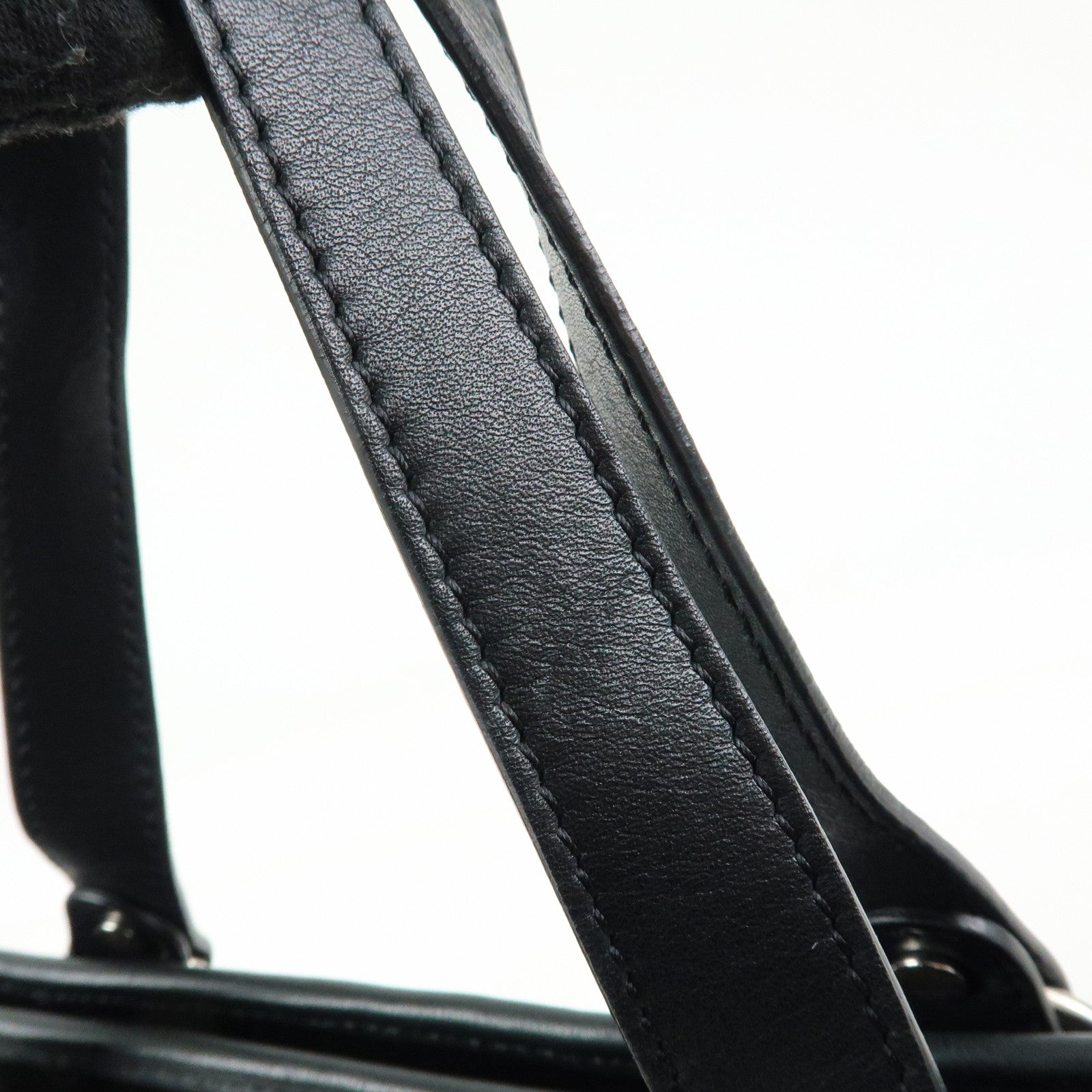 CELINE C Macadam Suede Leather Hand Bag Tote Bag Shoulder Bag Black