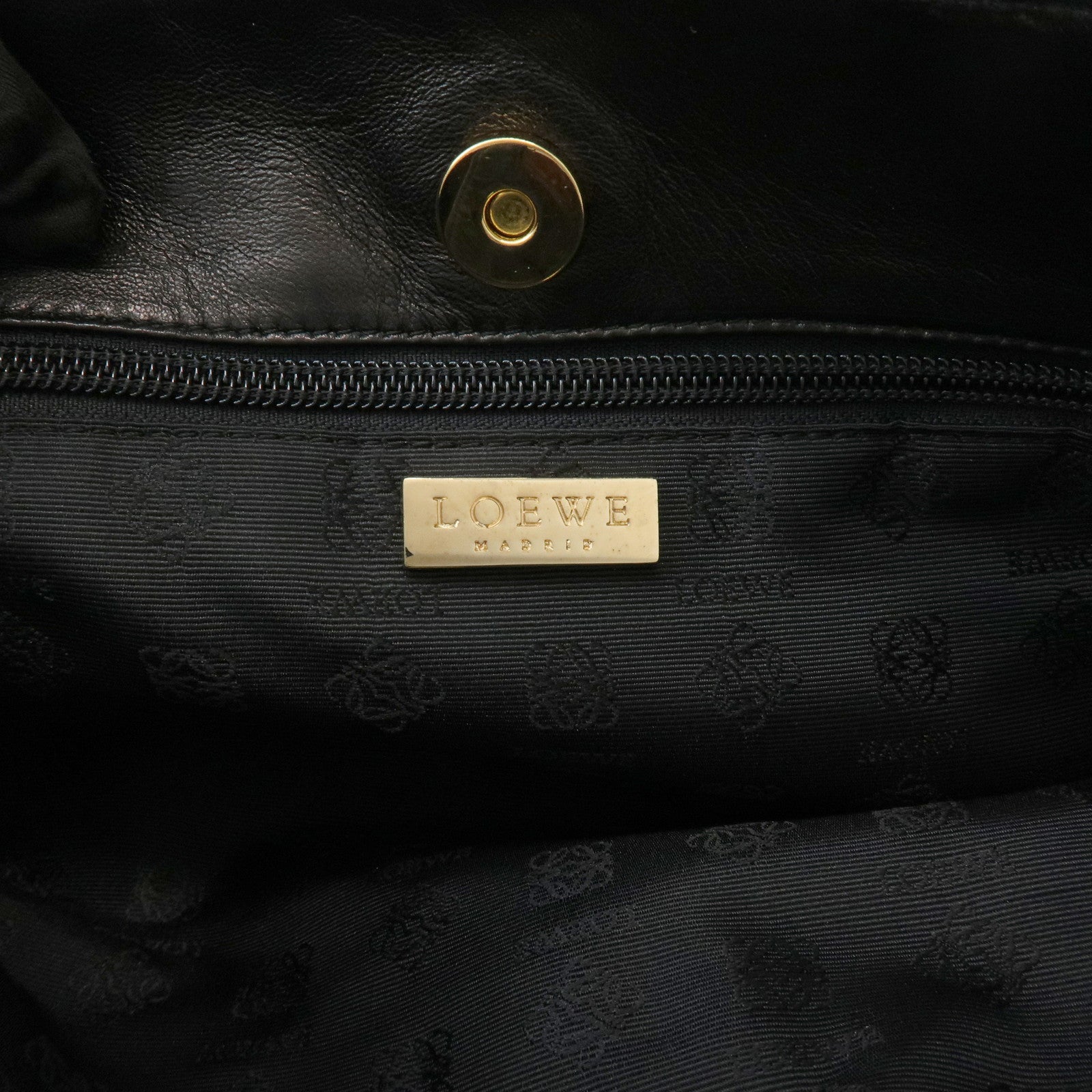 LOEWE Unborn Calf Leather Tote Bag Hand Bag Brown Black