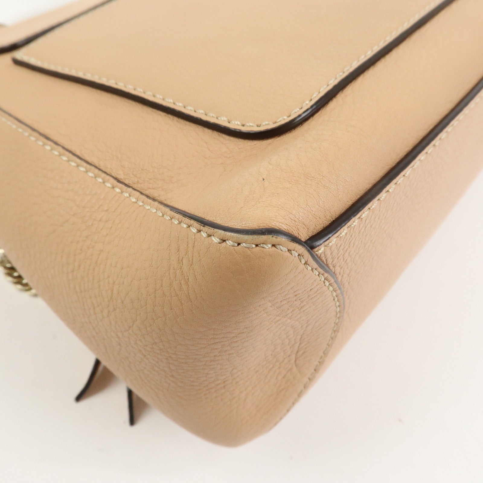 Chloe FAYE Leather Suede Hand Bag Pink Beige Gold