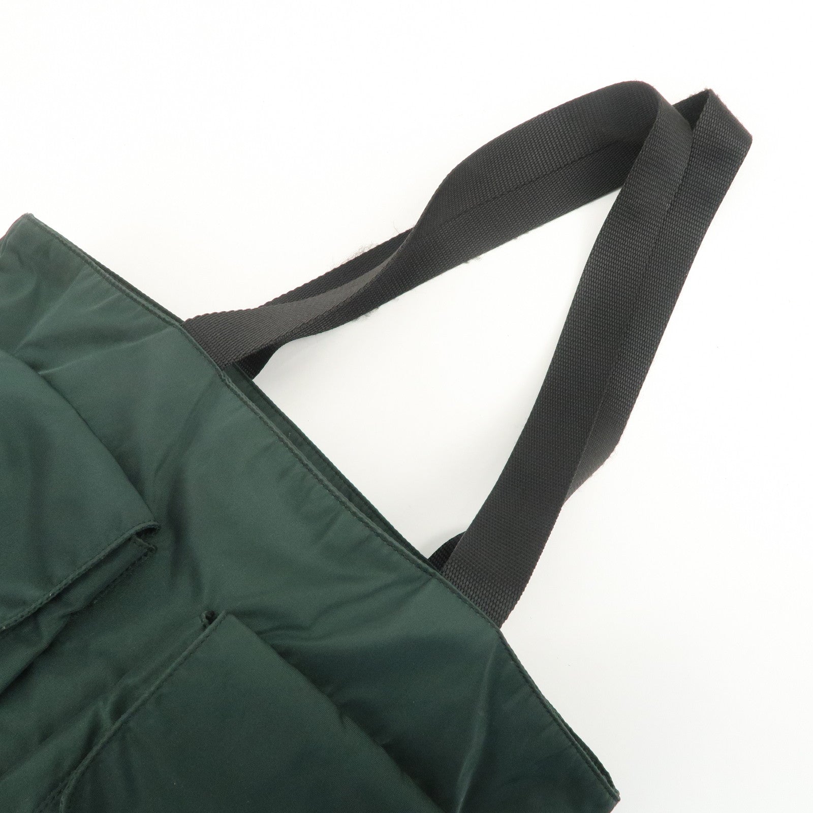 PRADA Triangle Logo Nylon Leather Shoulder Bag Hand Dark Green