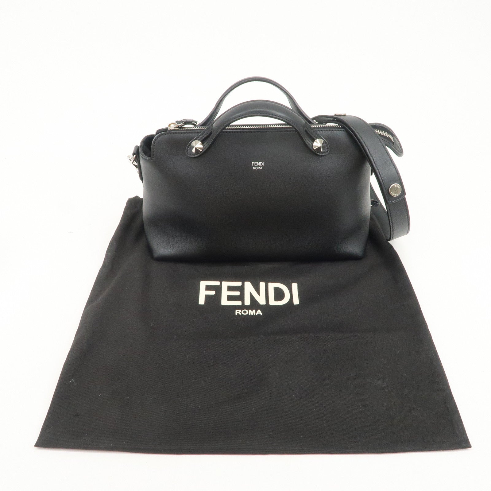 FENDI BY THE WAY MEDIUM 2Way Bag Shoulder Bag Black 8BL124