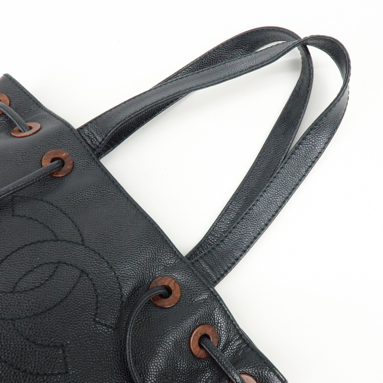 CHANEL COCO Mark Caviarskin Tote Bag Shoulder Bag Black