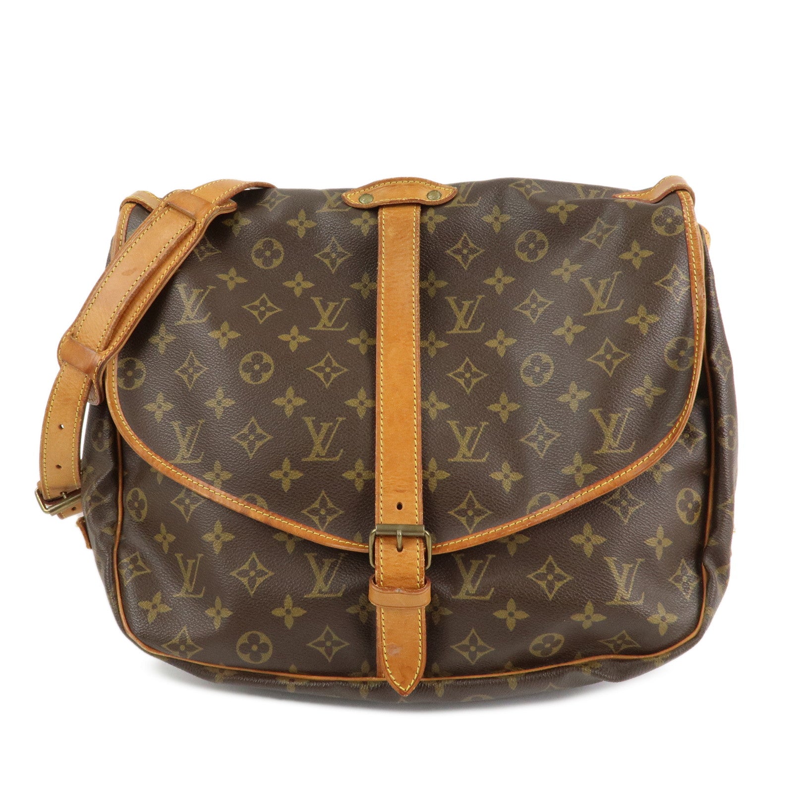 Louis Vuitton Monogram Saumur 35 Shoulder Bag Brown M42254