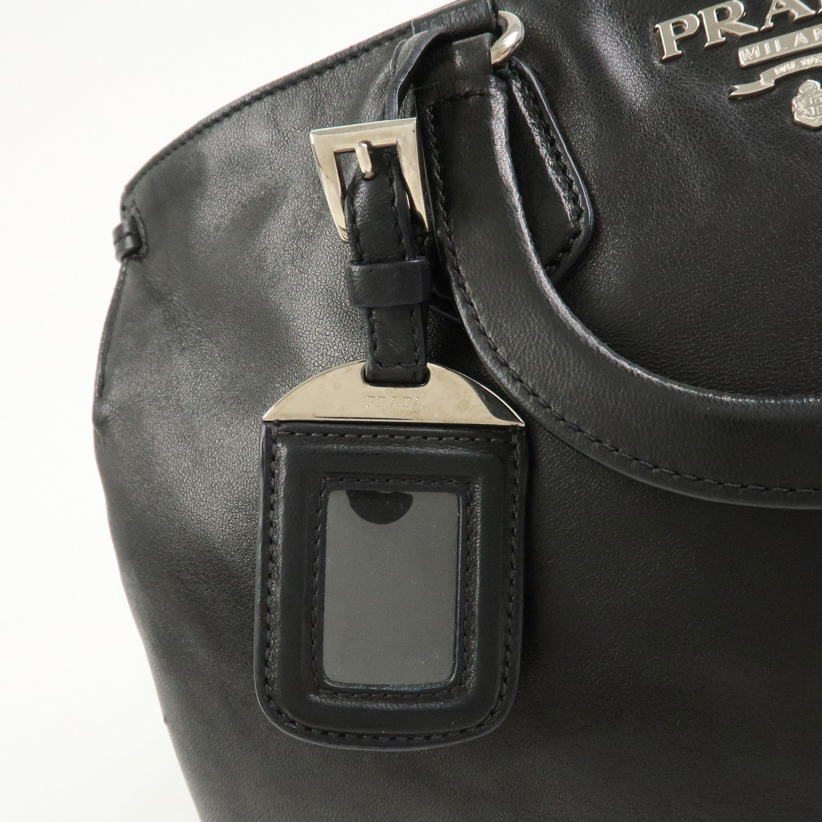 PRADA Logo Nappa Leather 2Way Bag Hand Bag Shoulder Bag Black