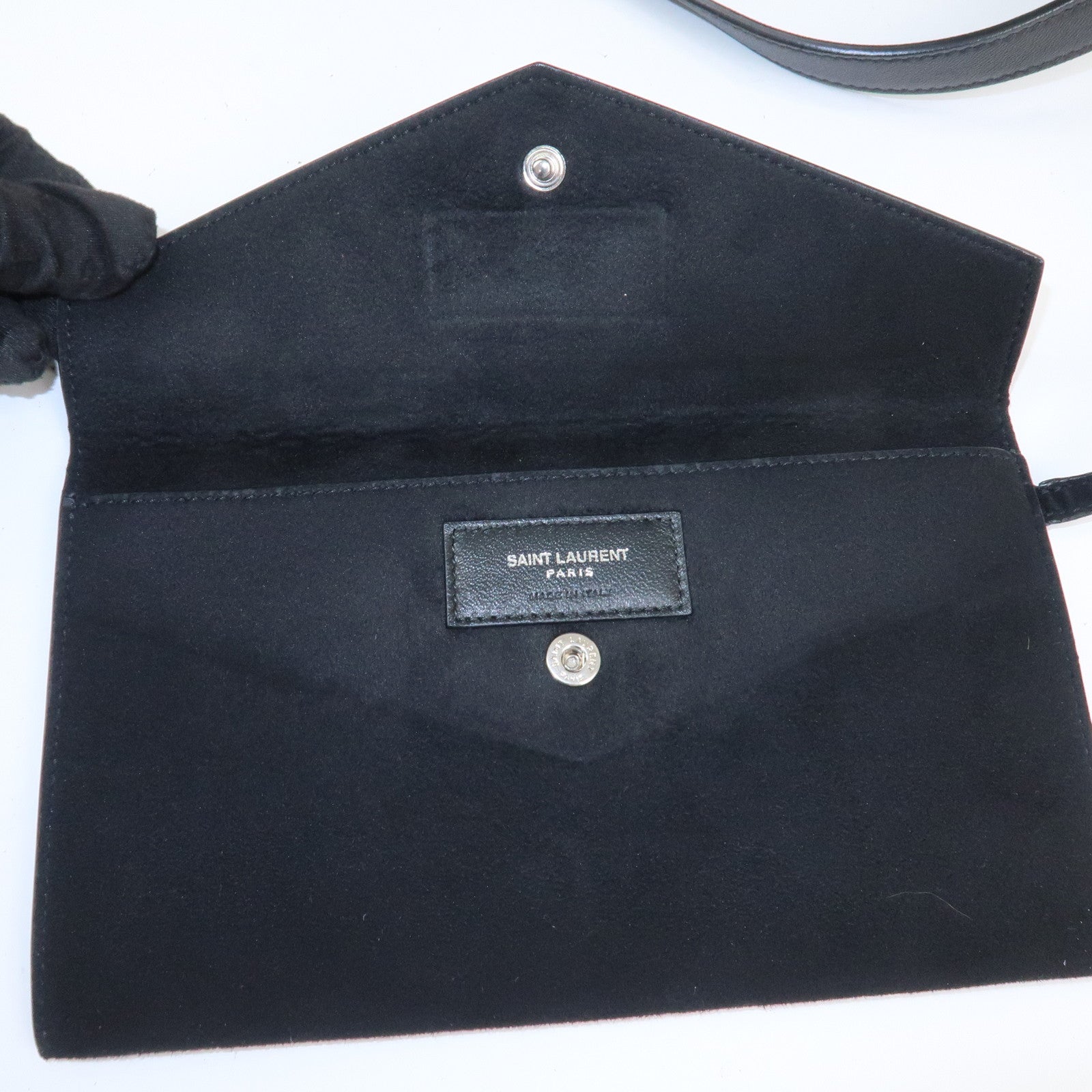 SAINT LAURENT PARIS TEDDY Lamb Skin Shoulder Bag Black 538447