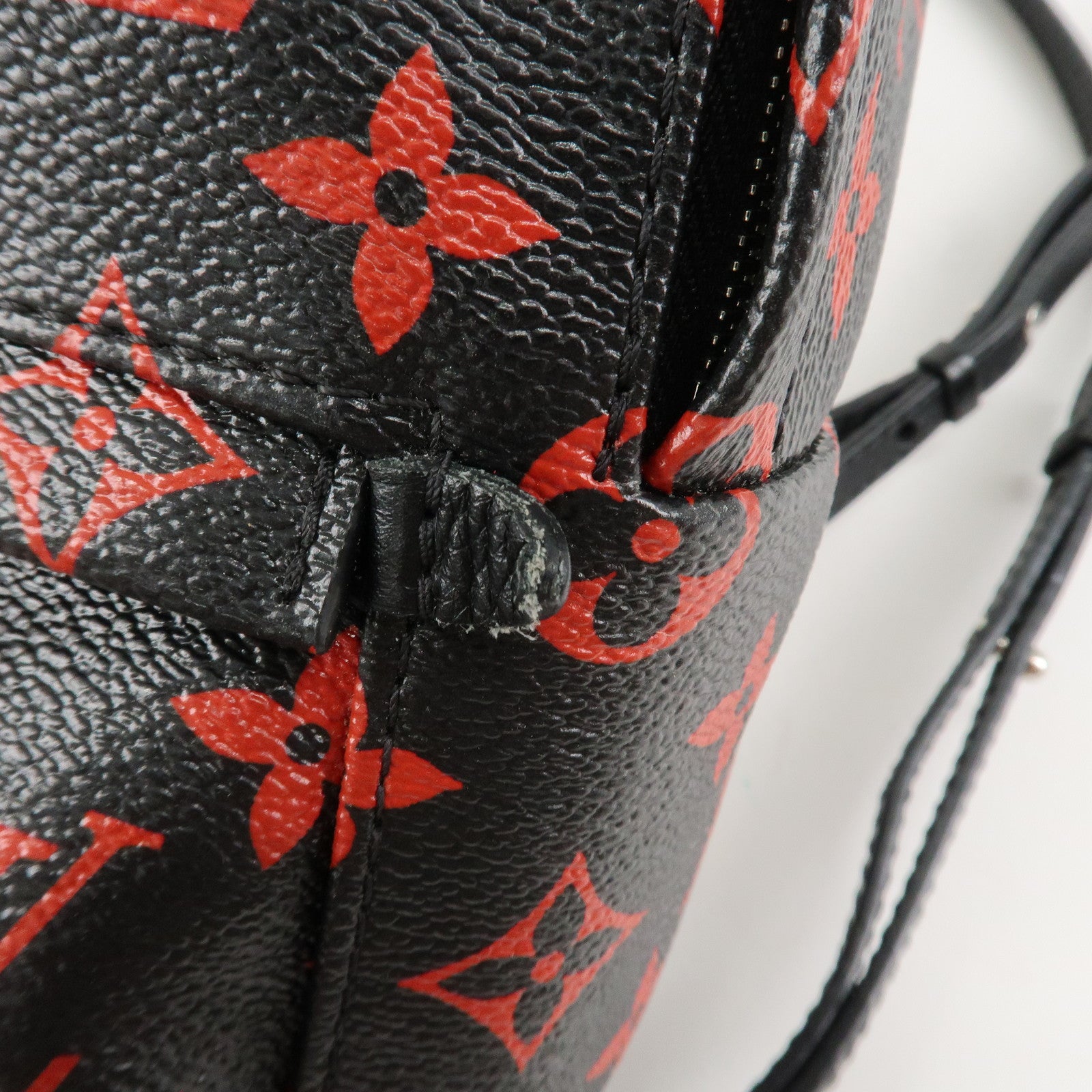 Louis Vuitton Monogram Palm Spring Canvas Mini Backpack Noir Red M41457 Used