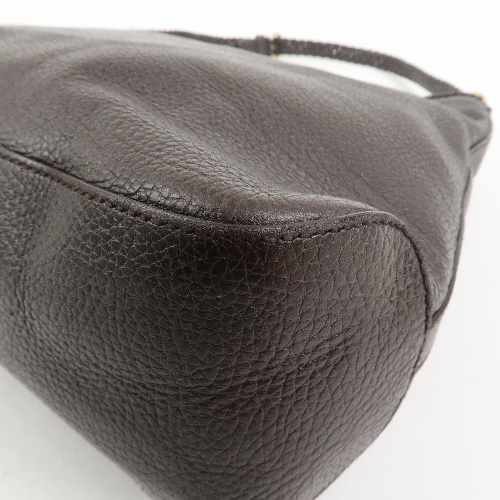 GUCCI Logo Leather Shoulder Bag Tote Bag Brown 336659