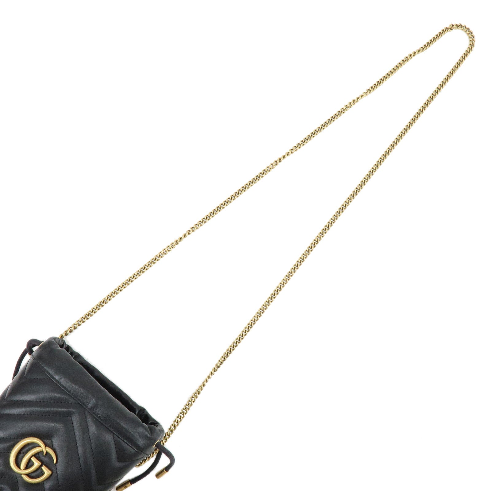GUCCI GG Marmont Leather Small Bucket Bag Chain Shoulder Bag 57516