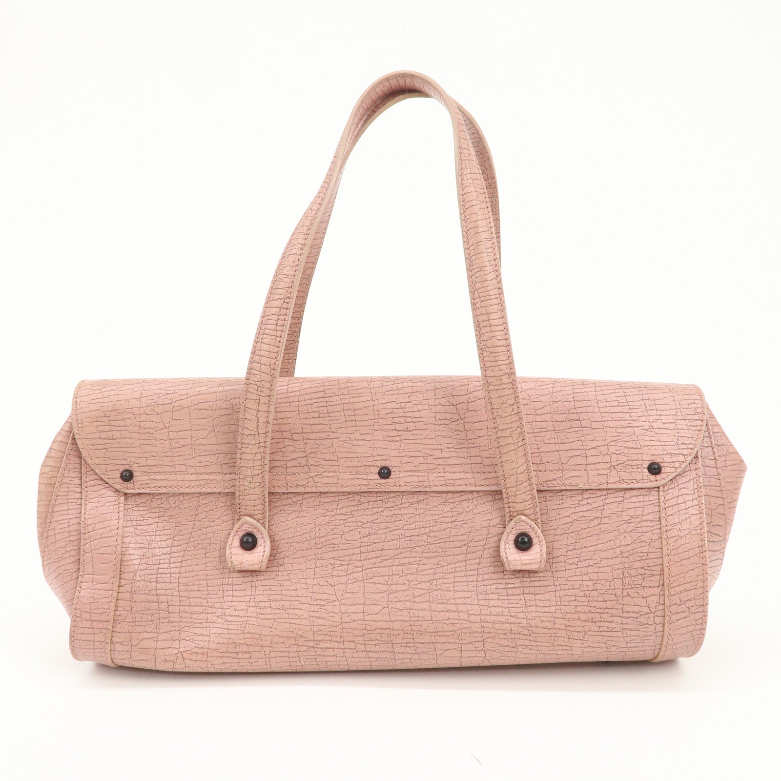 GUCCI Bamboo Embossed Leather Shoulder Bag Hand Bag Pink 111715