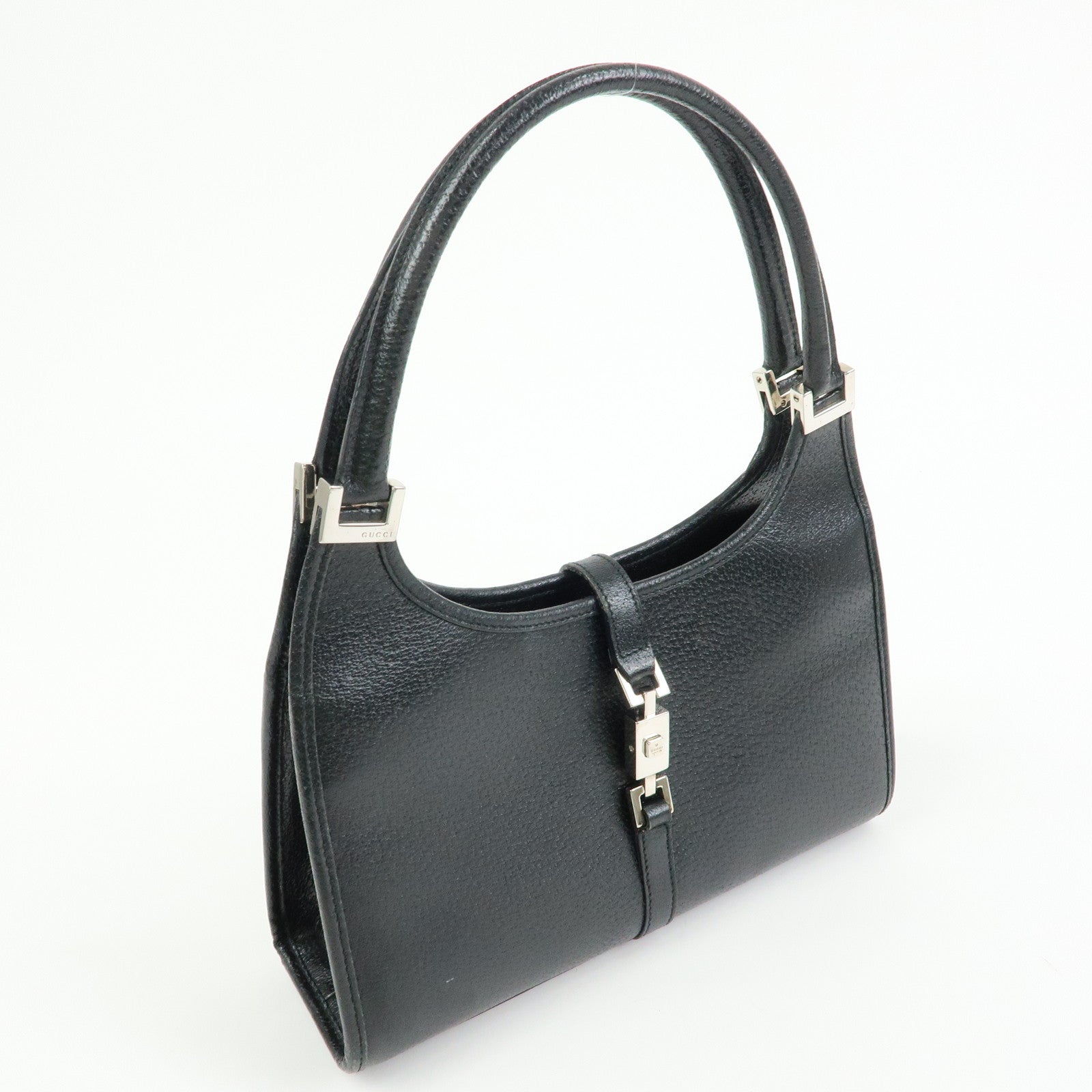 GUCCI Jackie GG Canvas Leather Shoulder Bag Hand Bag Black 002.1068
