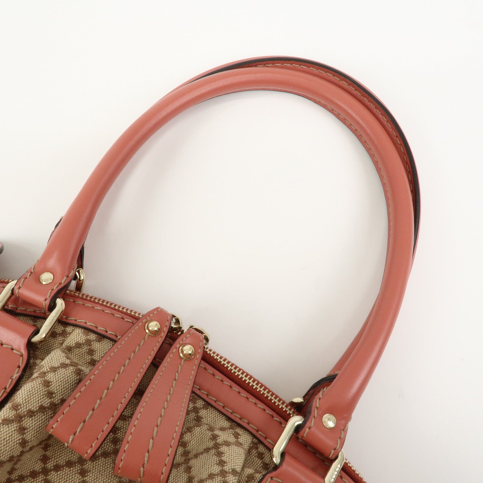 GUCCI Diamante Interlocking G Canvas Leather 2WAY Hand Bag 223974