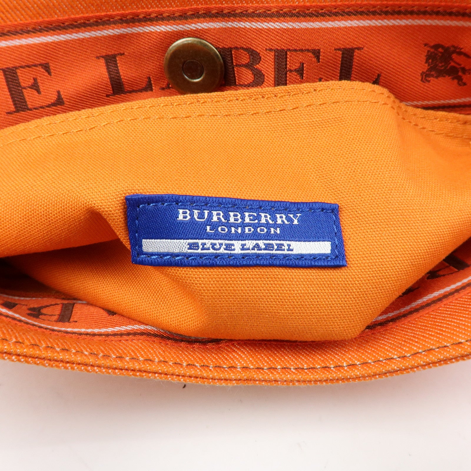 BURBERRY Blue Label Canvas Leather Tote Bag Shoulder Bag Orange