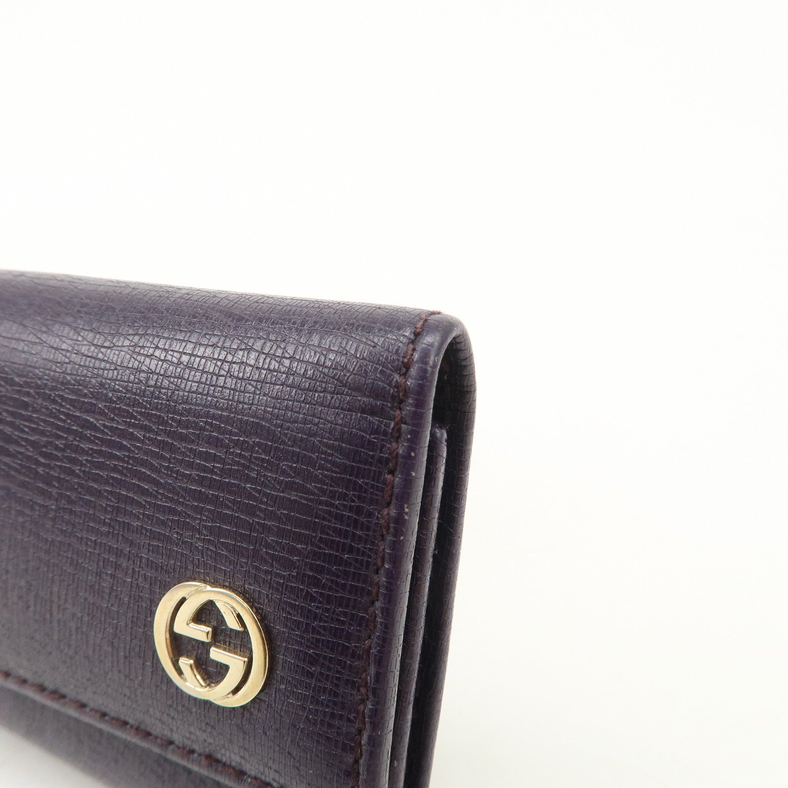 GUCCI Interlocking G Leather 6 Rings Key Case Purple 309706