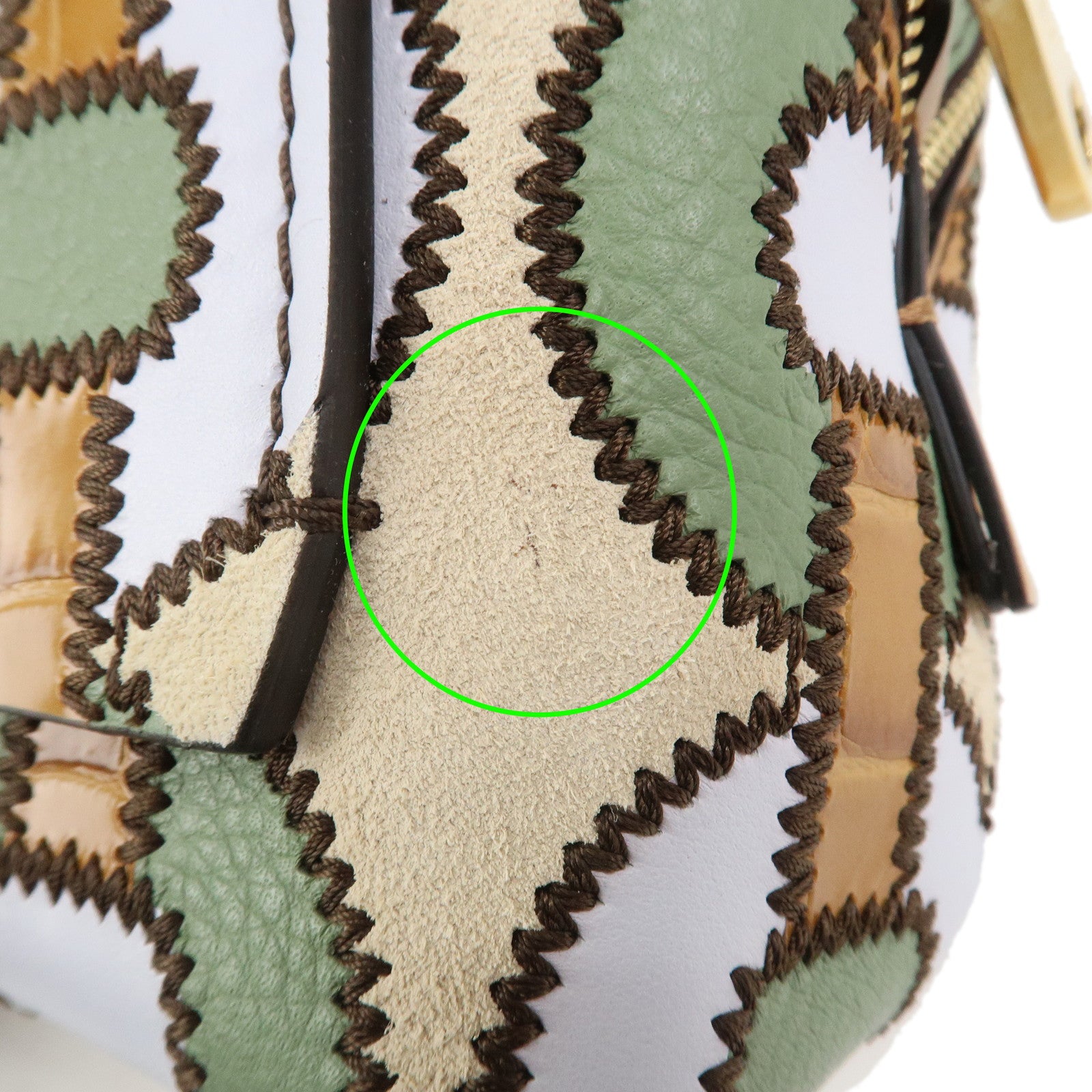 Chloe DARIA Suede Leather 2Way Bag Shoulder Bag Ivory Brown Green