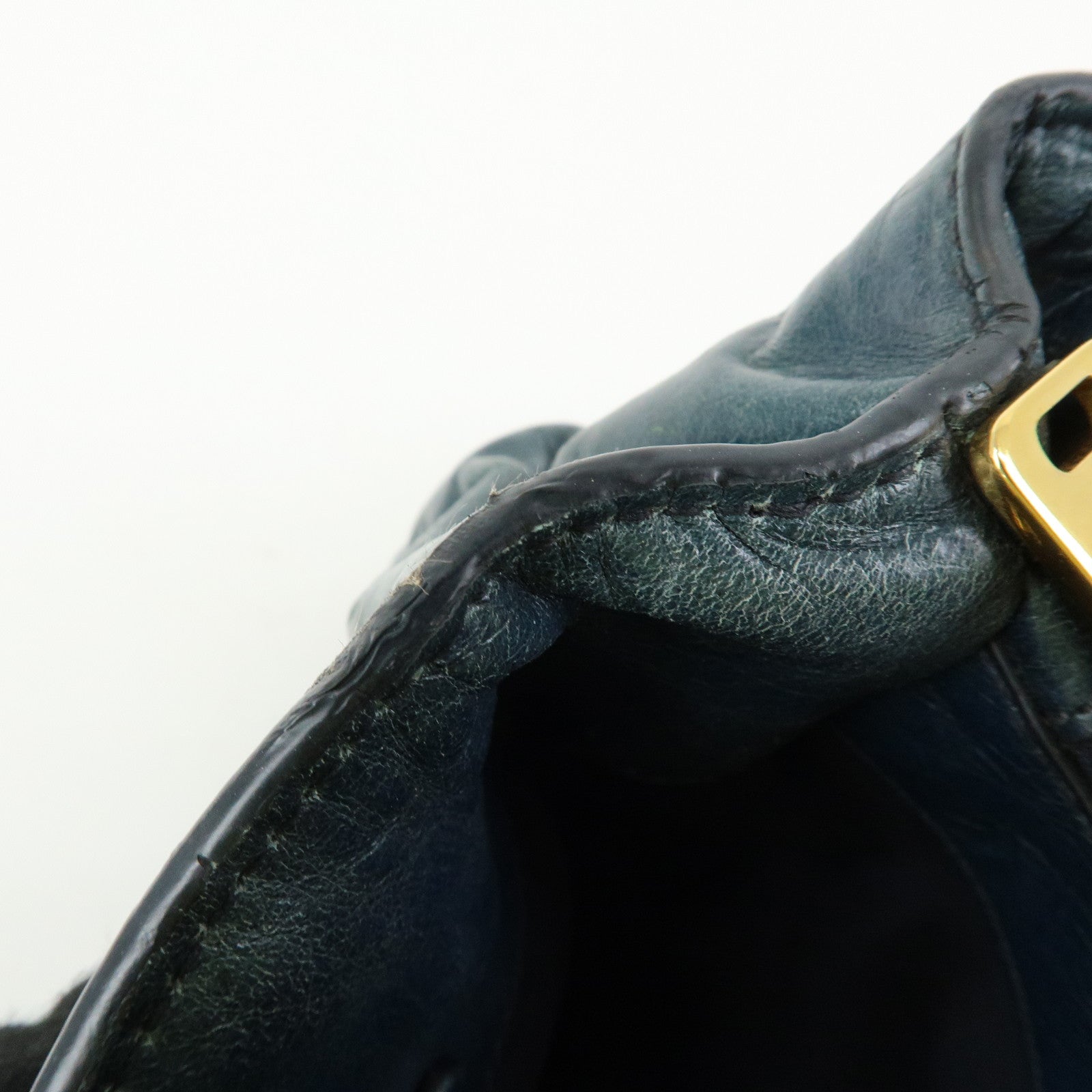 MIU MIU Logo Leather 2Way Bag Hand Bag Shoulder Bag Navy