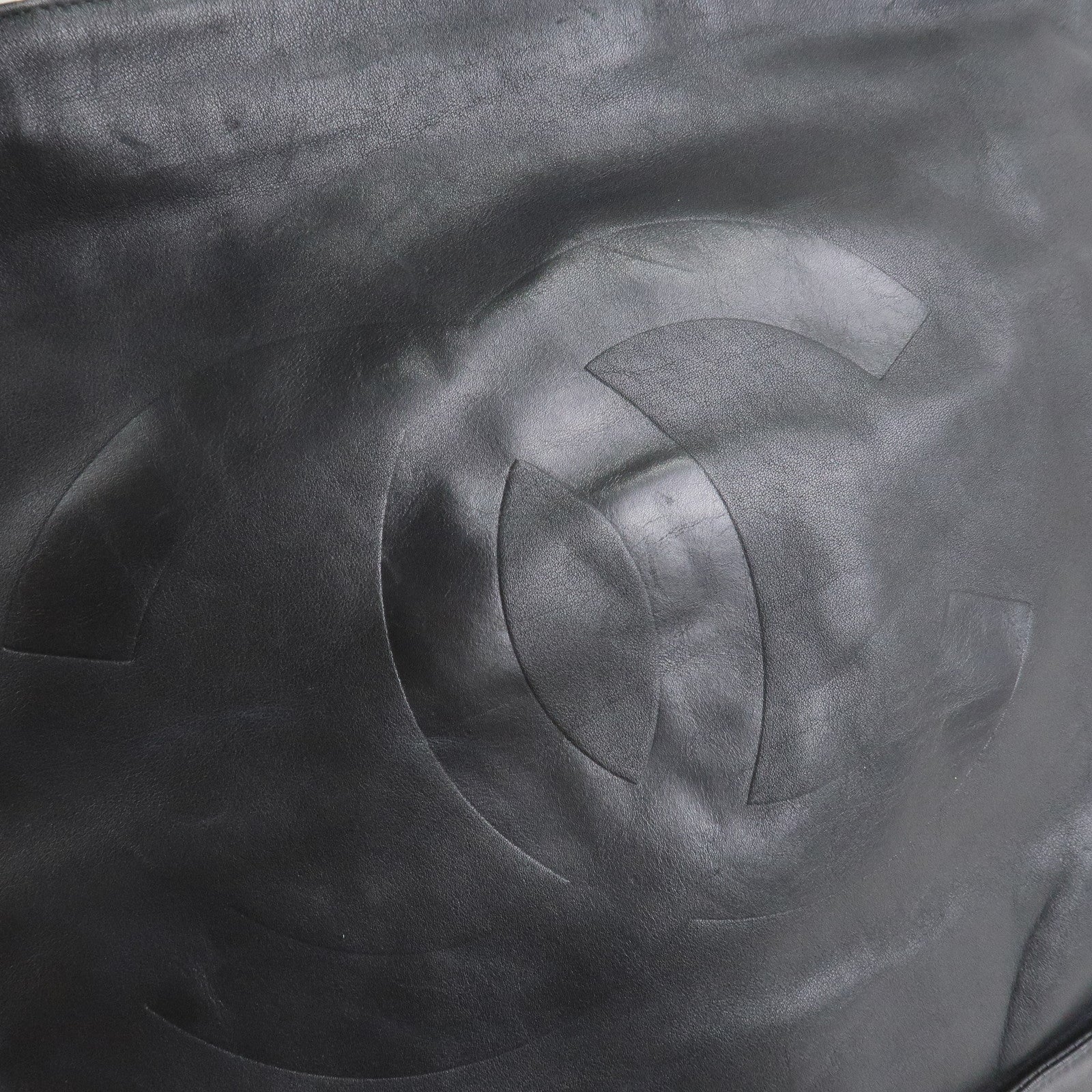 CHANEL COCO Mark Calf Leather Tote Bag Shoulder Bag Black