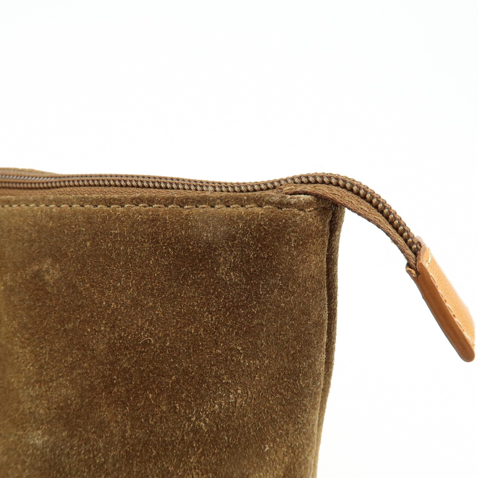 Ferragamo Suede Leather Tote Bag Shoulder Bag Hand Bag Brown